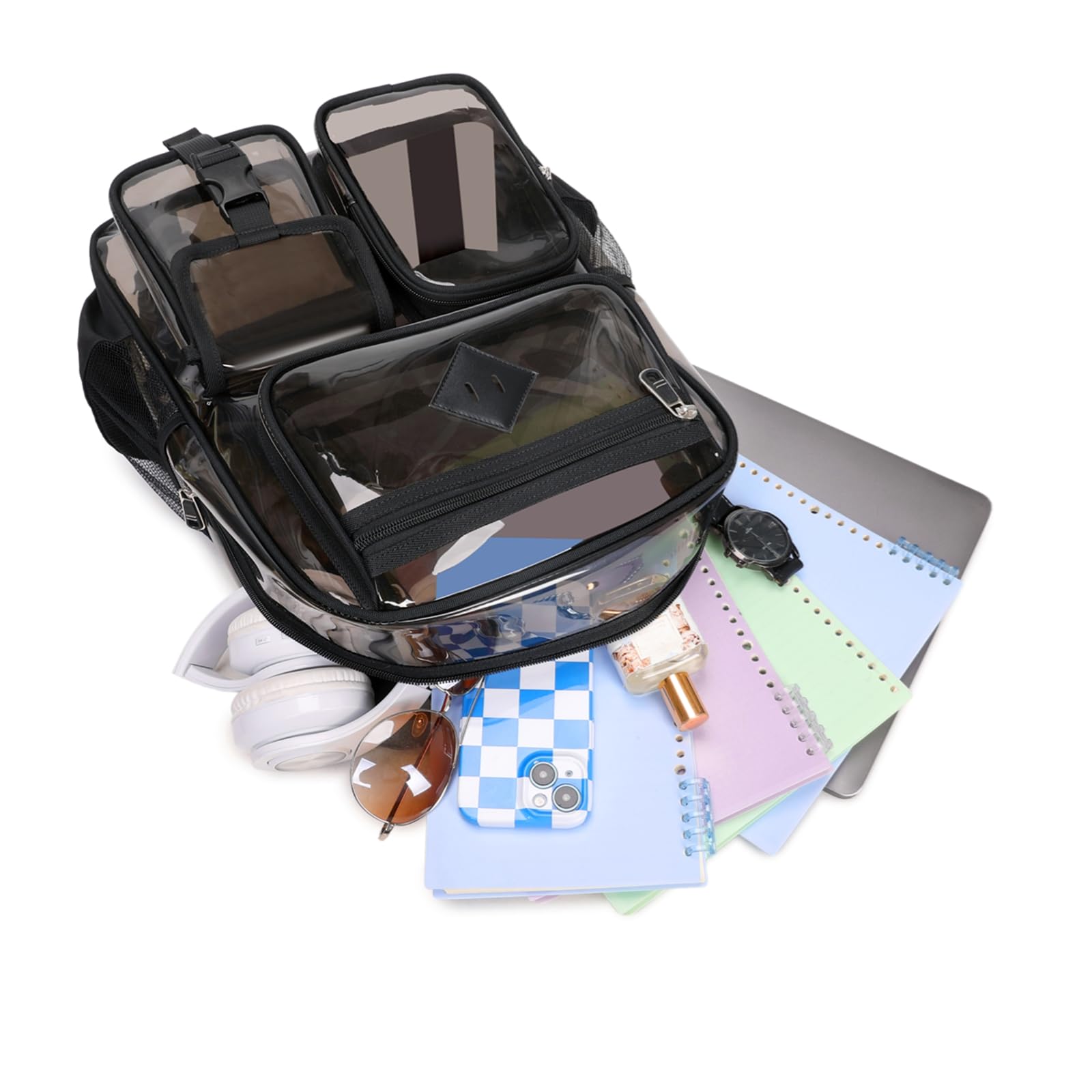 Clear PVC Backpack for School - Heavy Duty Transparent Bookbag for Girls & Teens, Stadium Approved See-Through Backpack - Perfect for School, Travel, and Security Checkpoints