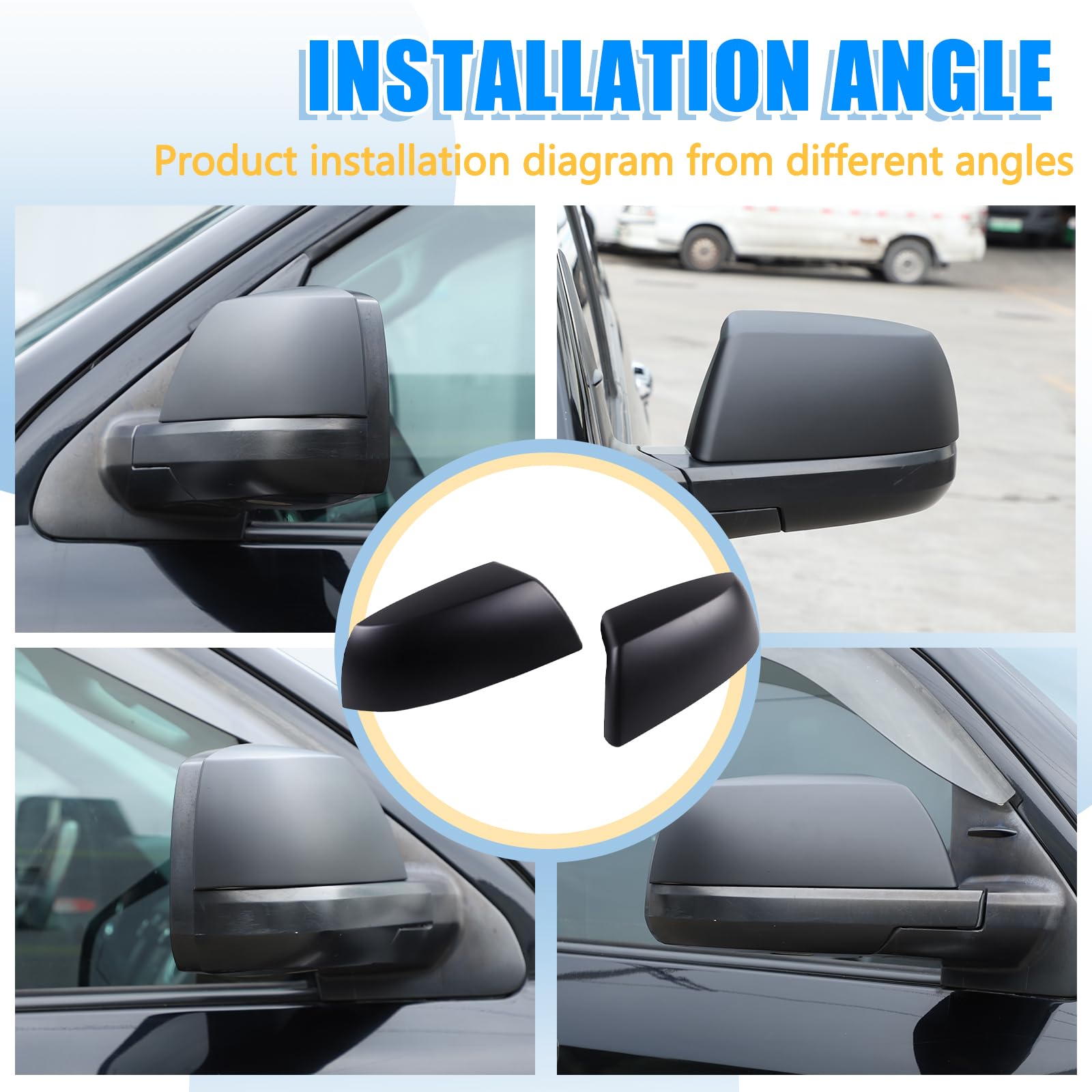 ABS Matte Black Side Mirror Cover Trim Sticker for Toyota Tundra 2007-2021 & Sequoia 2008-2020 - 2pcs - Durable Exterior Protection & Style Upgrade for Pickup Trucks and SUVs