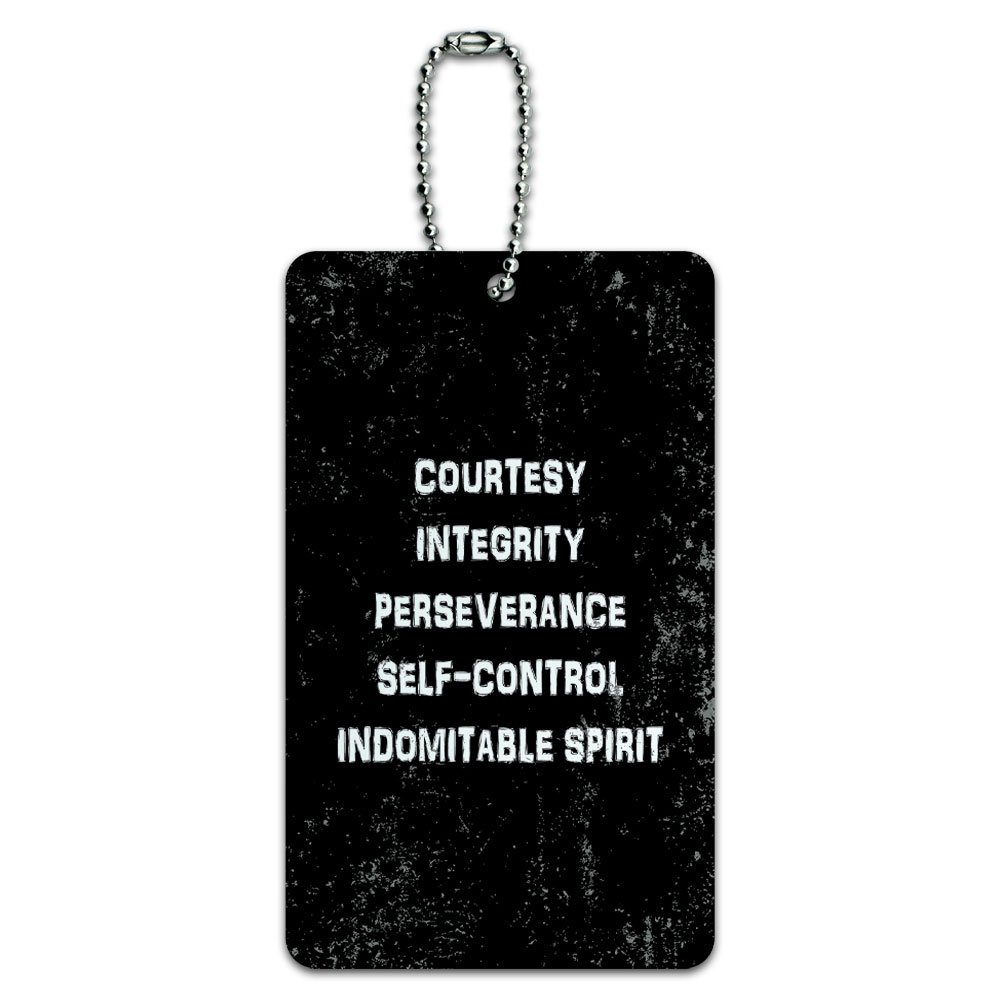 Five Tenets of Taekwondo Distressed ID Tag - Vintage Martial Arts Luggage Card for Suitcase & Carry-On Bags - Perfect for Travel, Gym Bags & Sports Equipment Identification