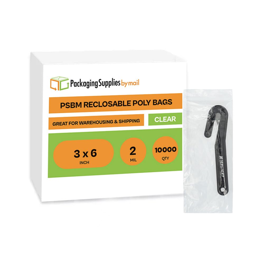 PSBM 3x6 Inch Clear Reclosable Zipper Bags - 2 Mil Poly Plastic Storage Bags (10000 Count) | Durable & Lightweight Zip Bags for Organizing Small Parts, Crafts, Jewelry & Office Supplies | Perfect for Home, Workshop & Retail Use