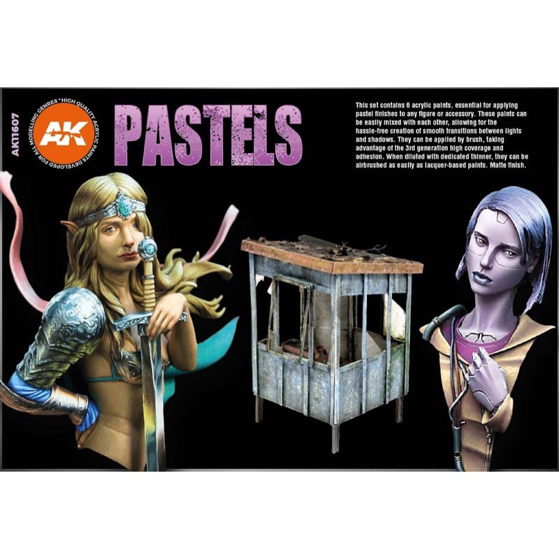 AK Interactive 11607 3rd Generation Acrylic Pastels Set - 24 Vibrant Colors for Miniature Painting, Model Kits & DIY Crafts | Perfect for Scale Models, Warhammer & Art Projects