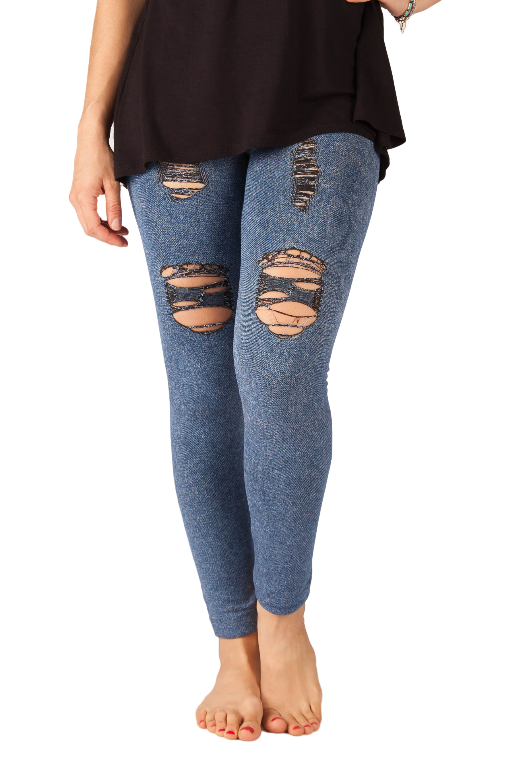 Stylish Light Denim Distressed Jeggings for Women - Comfortable Stretch Skinny Jeans with Ripped Details - Perfect for Casual Outfits, Streetwear & Everyday Wear
