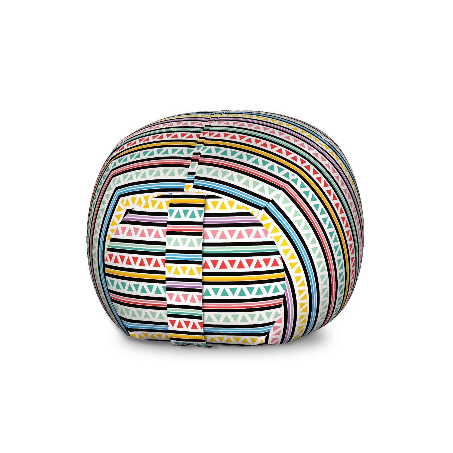 Ambesonne Colorful Striped Triangle Toy Storage Bag Chair - Modern Abstract Design Stuffed Animal Organizer, Washable Large Multicolor Kids' Room Decor | Perfect for Playroom Organization & Bedroom Storage