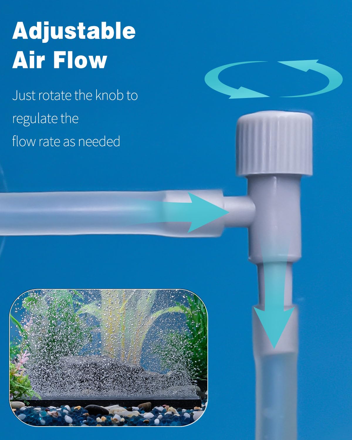 Pawfly 20 Pack Aquarium Air Control Valves - Single Way Plastic Air Regulators for Fish Tank Air Pump, Adjustable 3/16