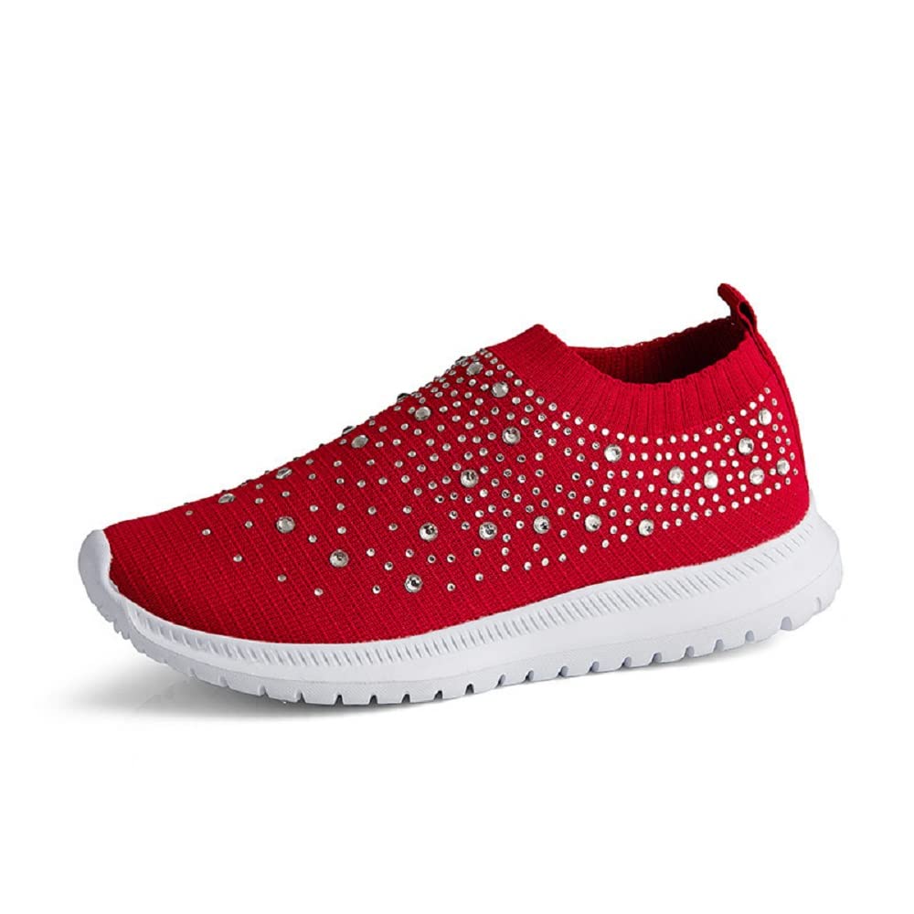 Orthopedic Shoes for Women with Bunion Relief - Breathable Slip-On Walking Shoes with Crystal Accents - Perfect for Daily Comfort, Work & Casual Wear