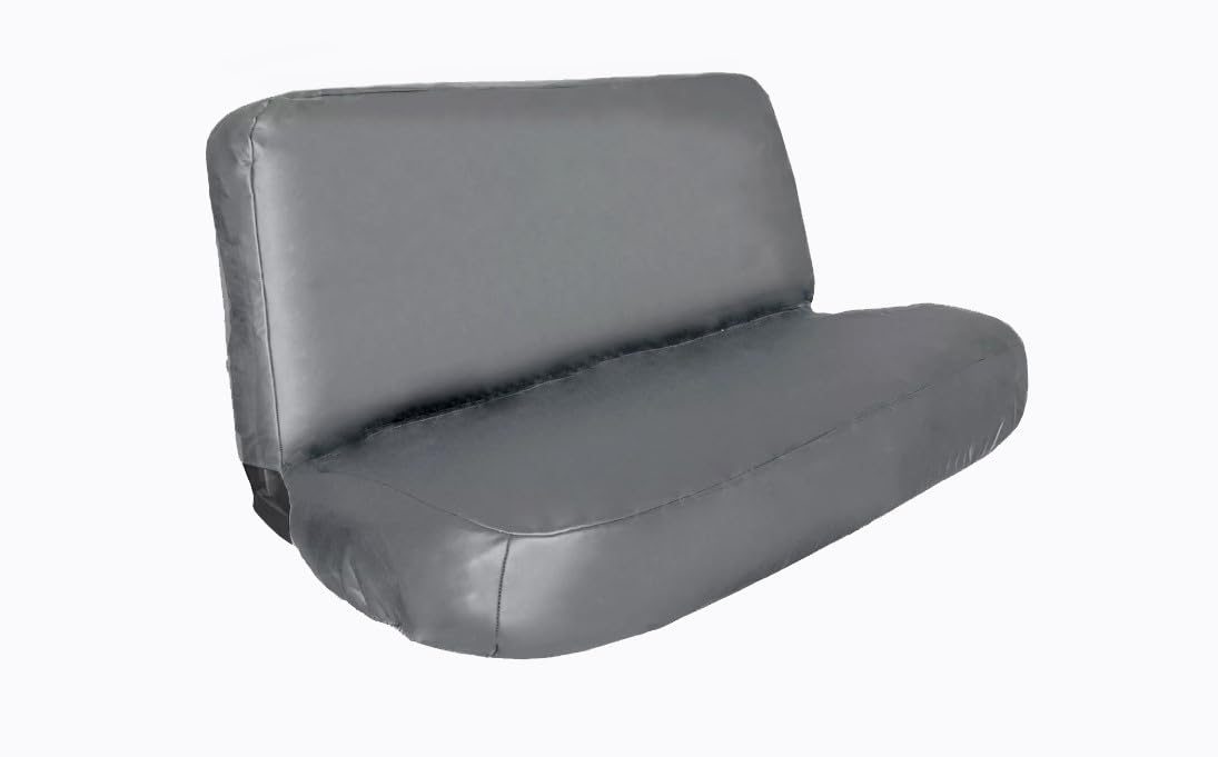 Universal Full Size Bench Truck Seat Cover - PU Leather Gray - Fits Dodge, Ford, Chevy - Durable & Waterproof - Perfect for Work Trucks, Camping & Outdoor Adventures