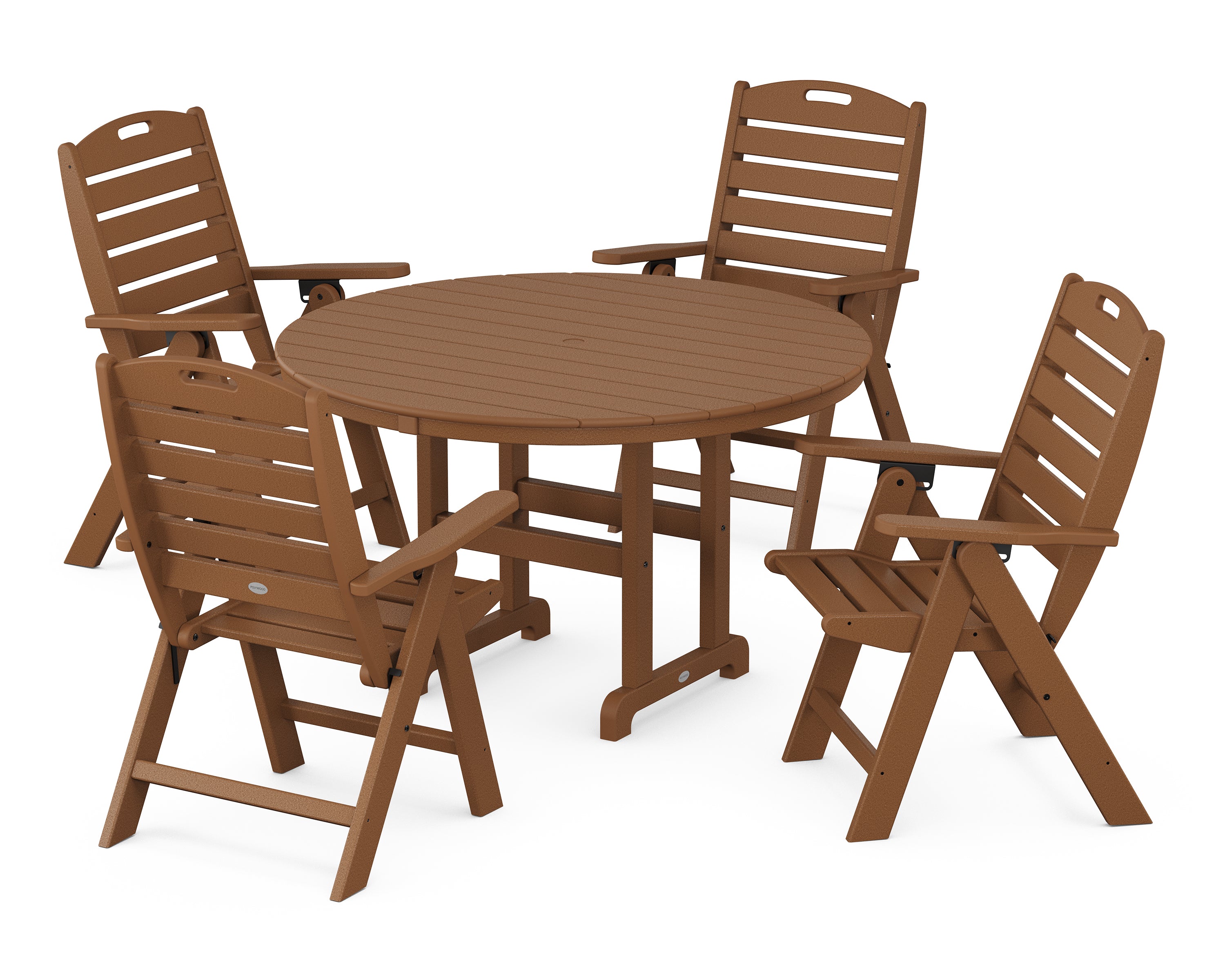 POLYWOOD Nautical 5-Piece Round Farmhouse Dining Set - Outdoor Patio Furniture for Backyard, Poolside & Beach House Dining