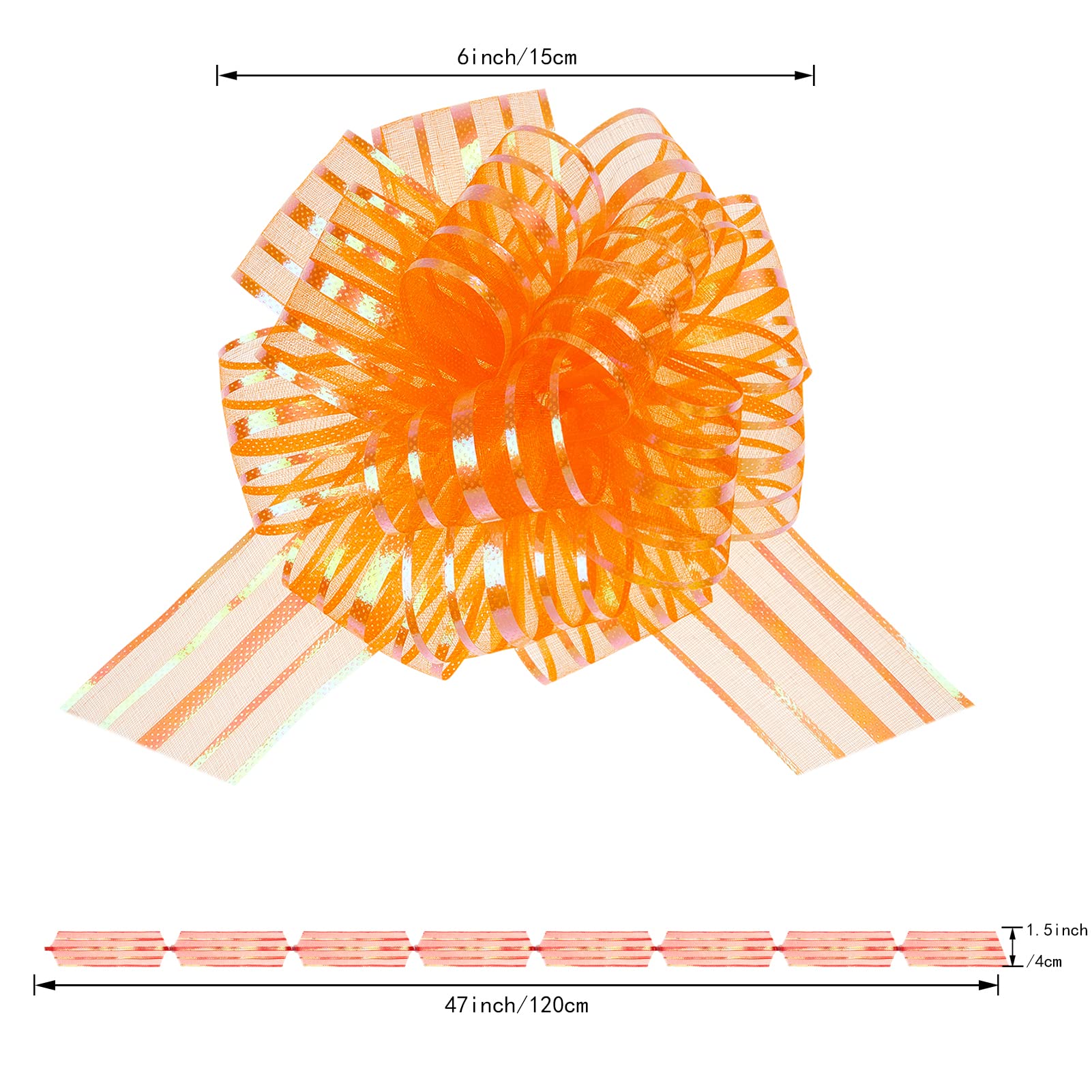 10pcs Large Orange Gift Wrapping Bows - Perfect for Party Decor, Car Decorations, Gift Baskets, Birthday Presents & Flower Arrangements (B15-Orange)