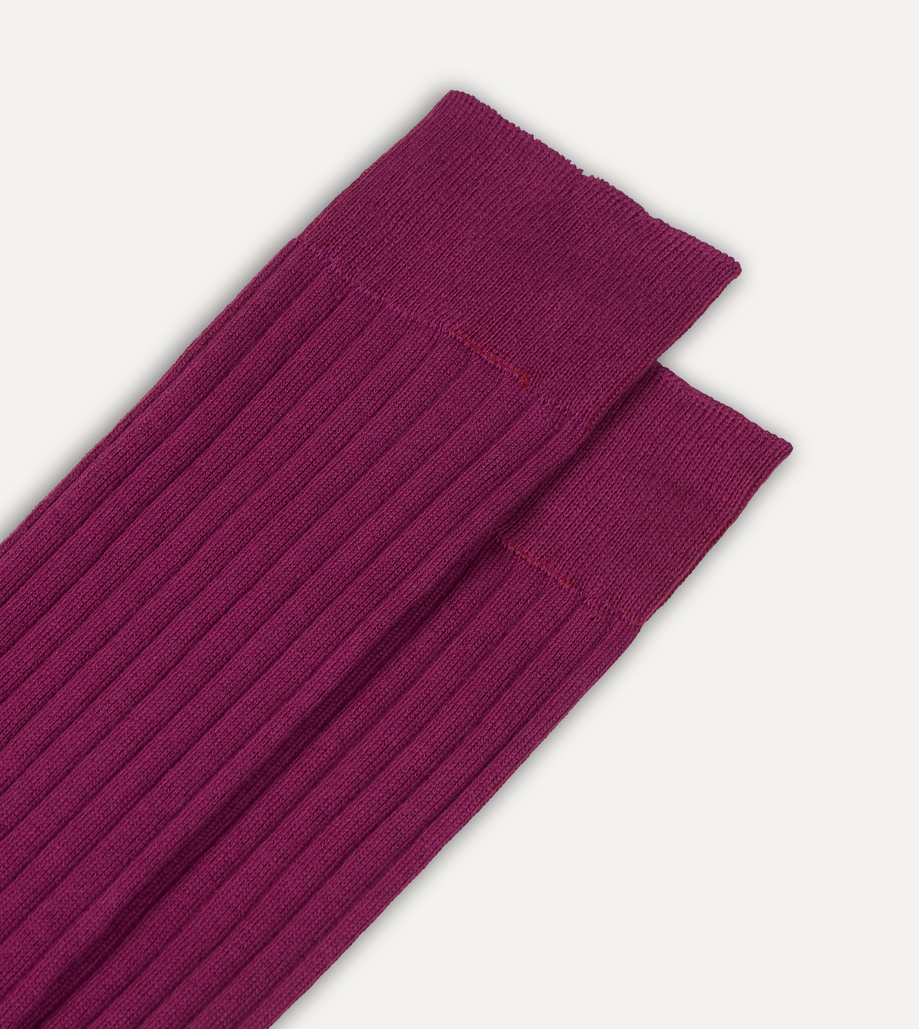 Fuchsia Cotton Over the Calf Socks for Women - Soft & Comfortable Knee-High Socks - Perfect for Work, Hiking & Everyday Wear