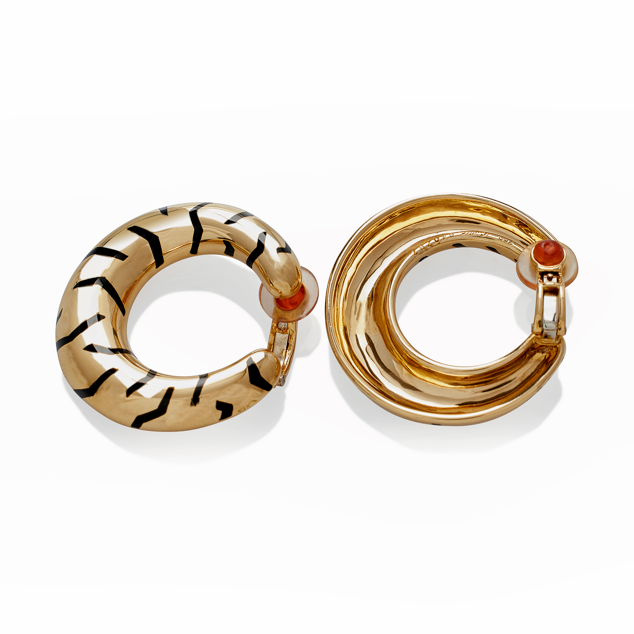Cartier Paris Tiger Stripe Hoop Earrings - 18K Gold Luxury Jewelry for Women | Elegant Statement Earrings for Parties, Weddings & Special Occasions