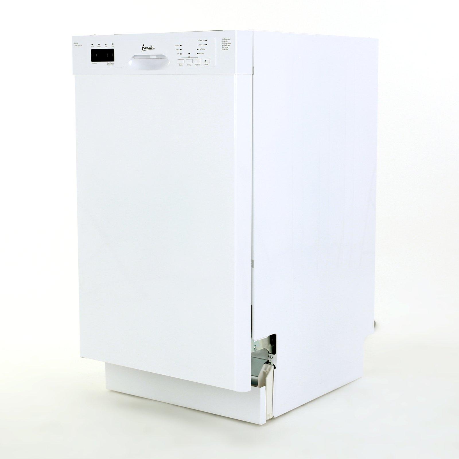 Avanti DWF18V0W 18 Inch Built-In Dishwasher - Energy Efficient, Ultra Quiet, Stainless Steel Interior - Perfect for Small Kitchens & Apartments