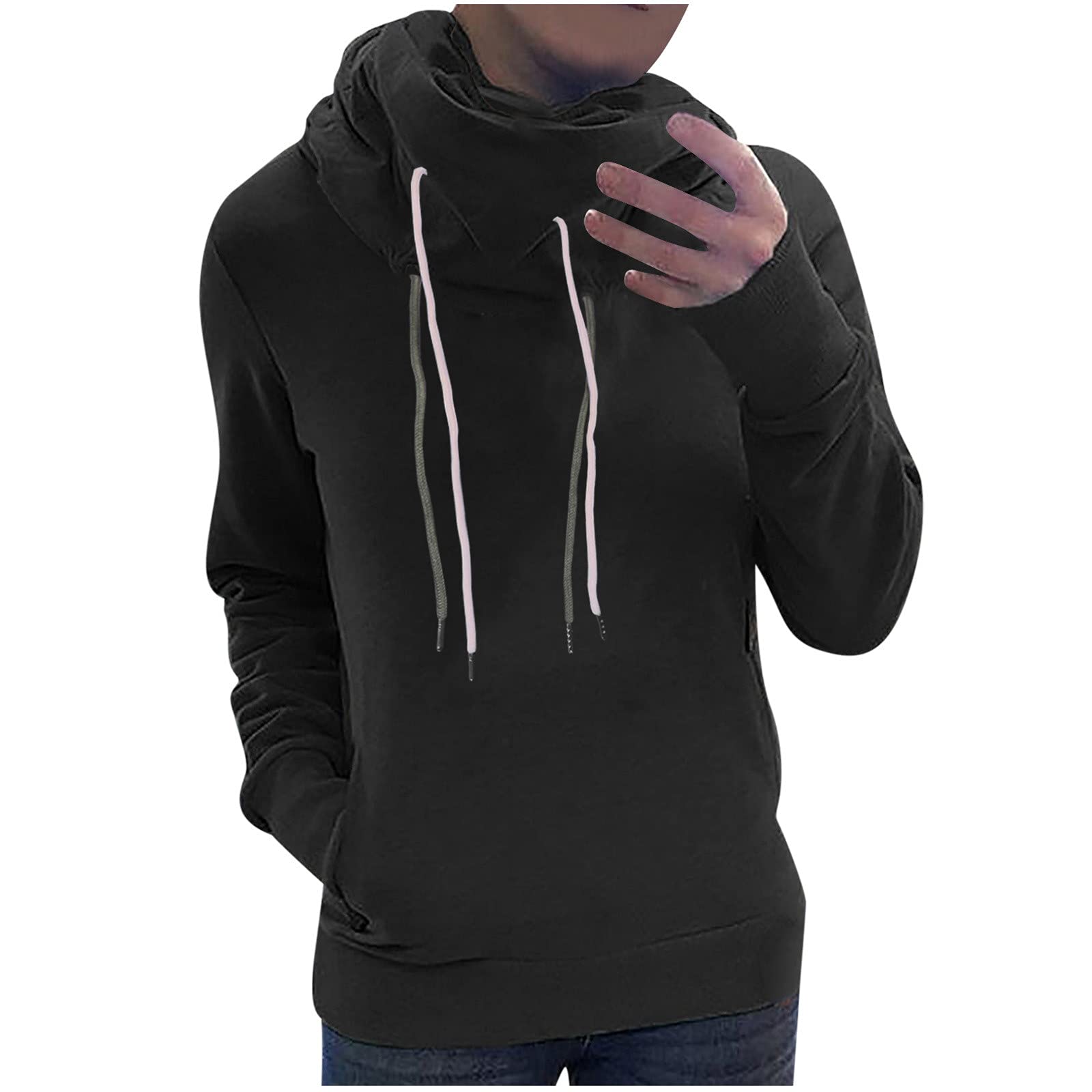 Women's Turtleneck Sweaters 2021 - Trendy Fall Long Sleeve Hooded Sweatshirts for Women | Solid Color Casual Tops for Work, Dating & Autumn Outfits