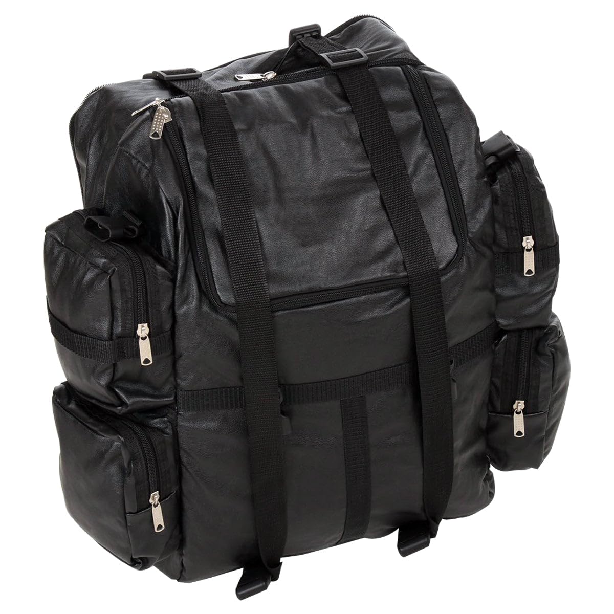 Expandable Black Leather Motorcycle Sissy Bar Bag - Waterproof & Weather Resistant Luggage with Secure Mounting Straps & Multiple Storage Pockets - Perfect for Harley, Cruiser & Touring Bikes (Ideal for Road Trips & Daily Commutes)