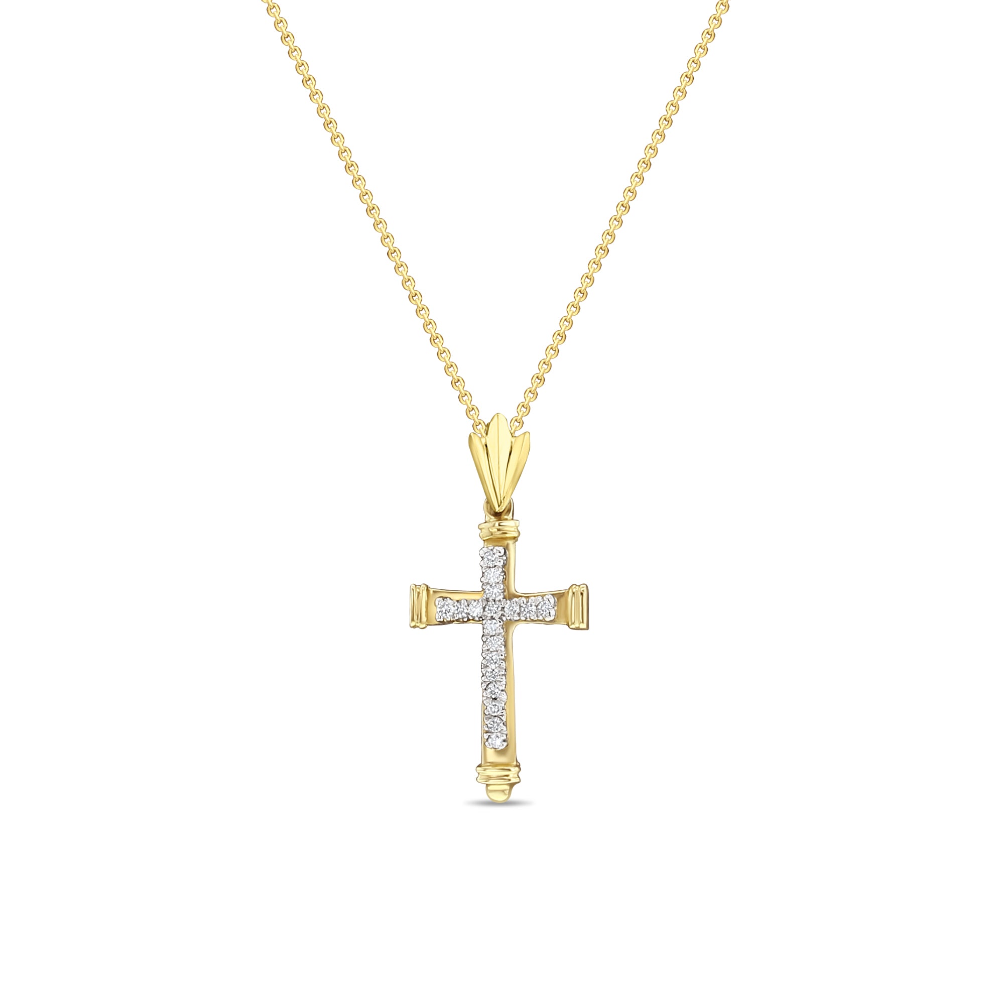 Antique Diamond Cross Necklace - 14K Gold Religious Jewelry for Women, Elegant Pendant Gift for Christmas, Baptism & Weddings | Perfect for Church, Daily Wear & Special Occasions