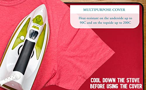 Larsic Stove Cover - 28.5x20.5 Inch Non-Slip Waterproof Electric Stove Protector for Washer Dryer Top, Foldable Gap Cover to Prevent Scratches & Expand Counter Space (Red) - Perfect for Kitchen, Laundry Room & Small Apartments
