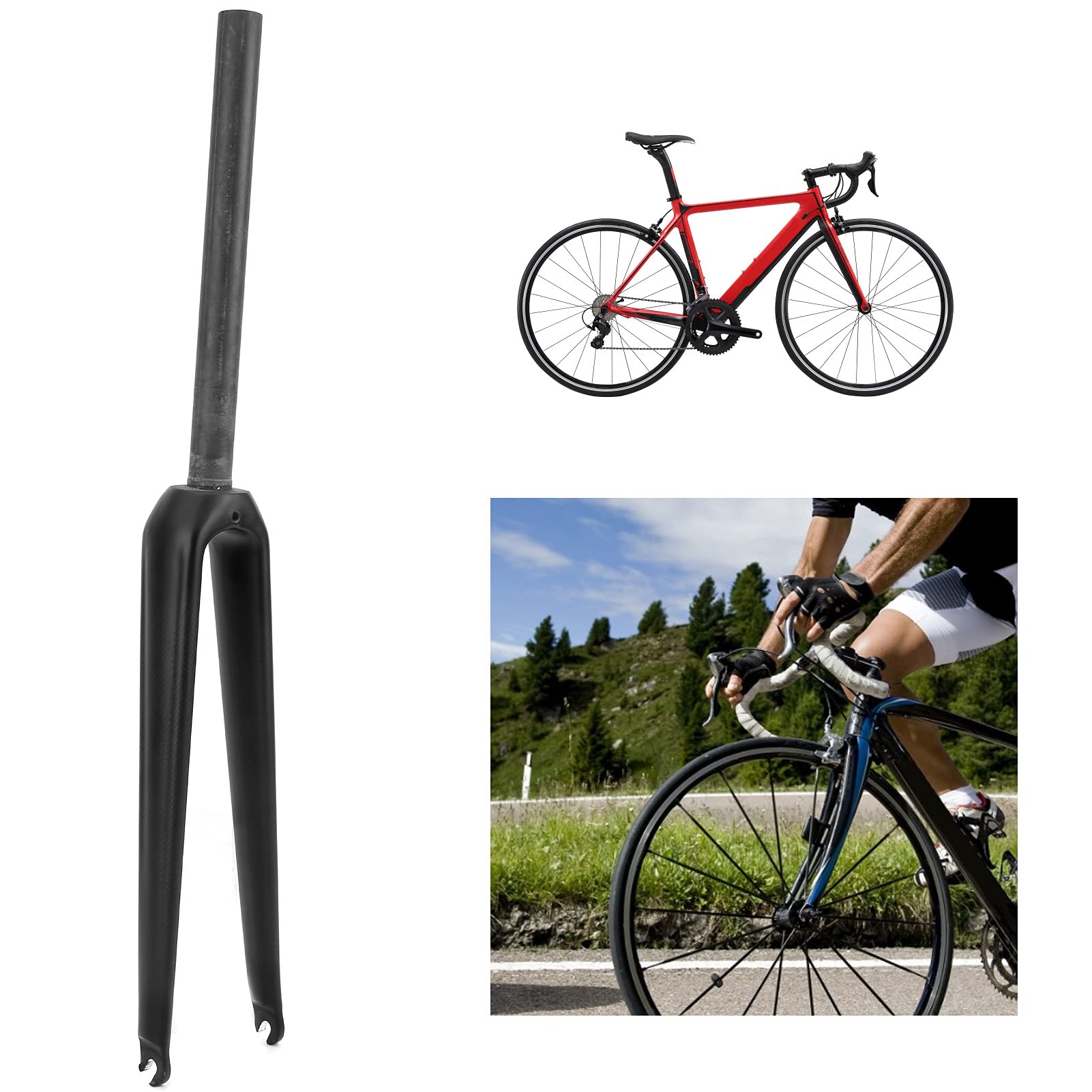 VBESTLIFE 700C Carbon Fiber Road Bike Front Fork - Lightweight 3K Matte Finish, C Brake Compatible, Straight Tube with Quick Release - Perfect for Road Cycling, Racing & Commuting