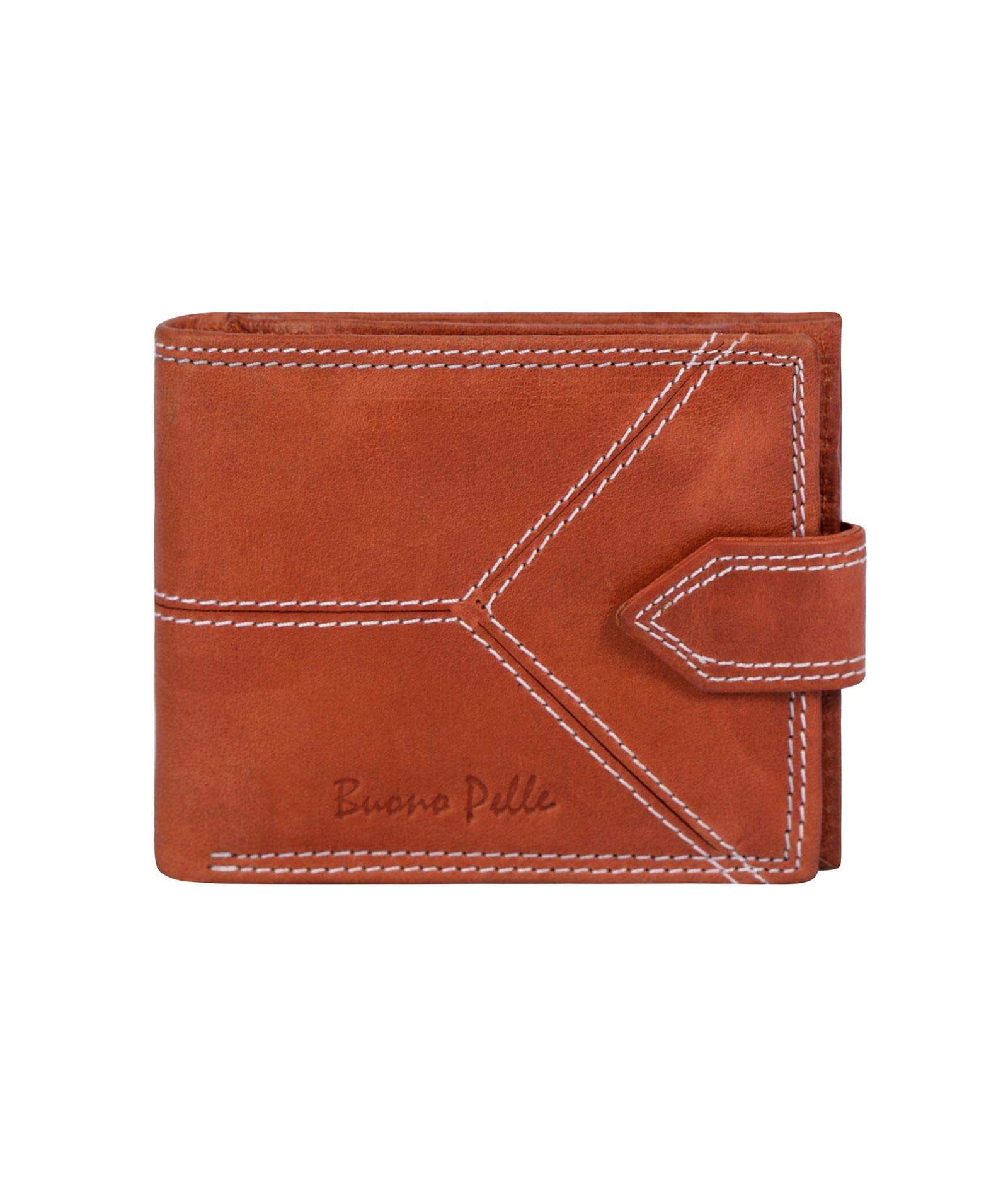 Premium RFID Blocking Men's Genuine Leather Wallet with Large Zip Coin Pocket - Distressed Crunch Tan - Luxury Gift Box Included | Perfect for Everyday Use, Travel & Business