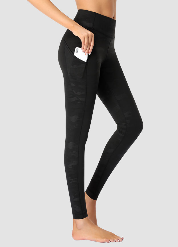 Newborn High Waist Yoga Pants for Women - Full Length Black Camo Leggings - Perfect for Yoga, Gym Workouts & Lounge Wear