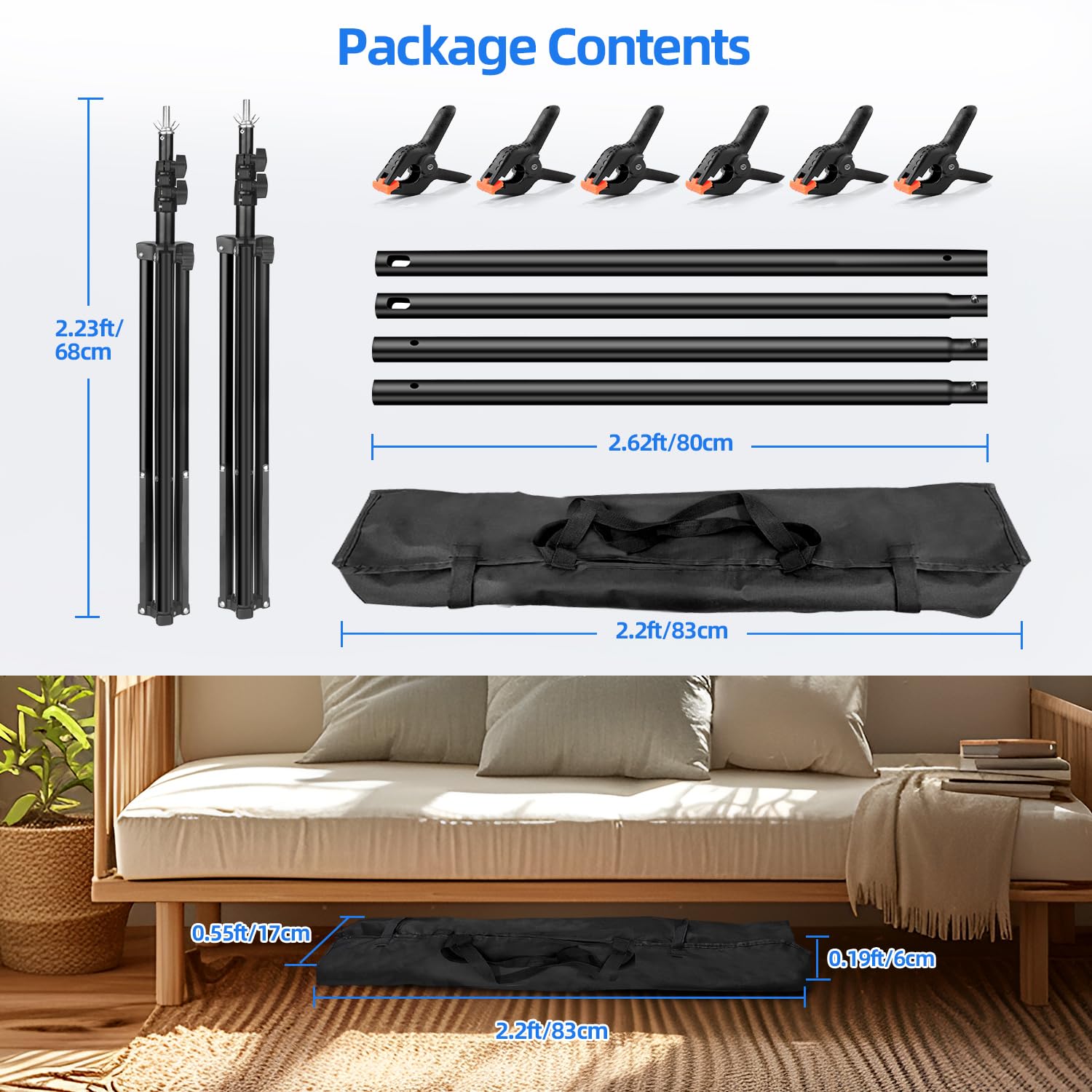 10x6.5 ft Adjustable Photo Backdrop Stand - Heavy Duty Background Support for Photography, Video Streaming, Parties & Events - Perfect for Photo Booths, Projector Screens, Portraits & Home Theater Setup