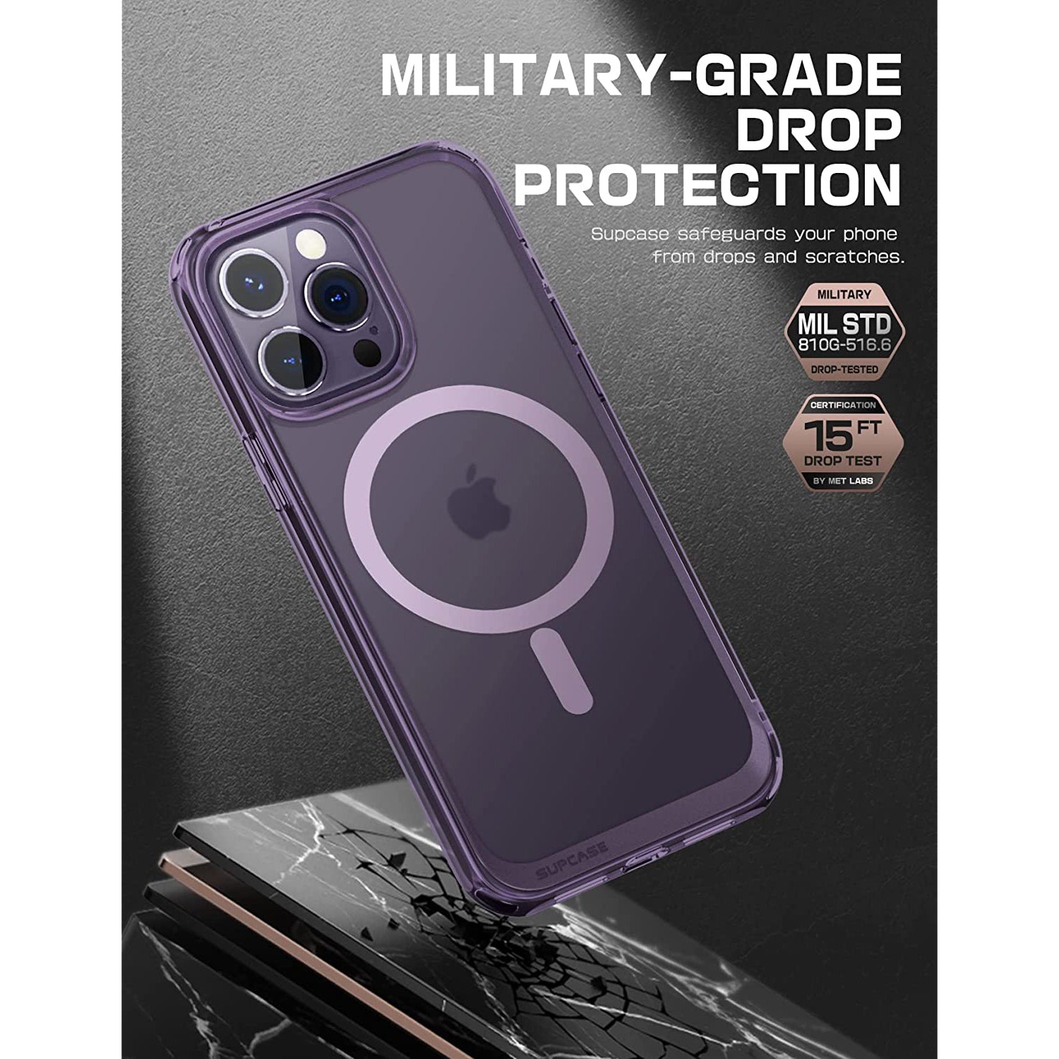 iPhone 14 Pro Max 6.7 Inch Unicorn Beetle MAG Slim Clear MagSafe Case - Purple Fog | Shockproof Protective Cover with Magnetic Alignment for Wireless Charging | Perfect for Work, Travel & Outdoor Activities