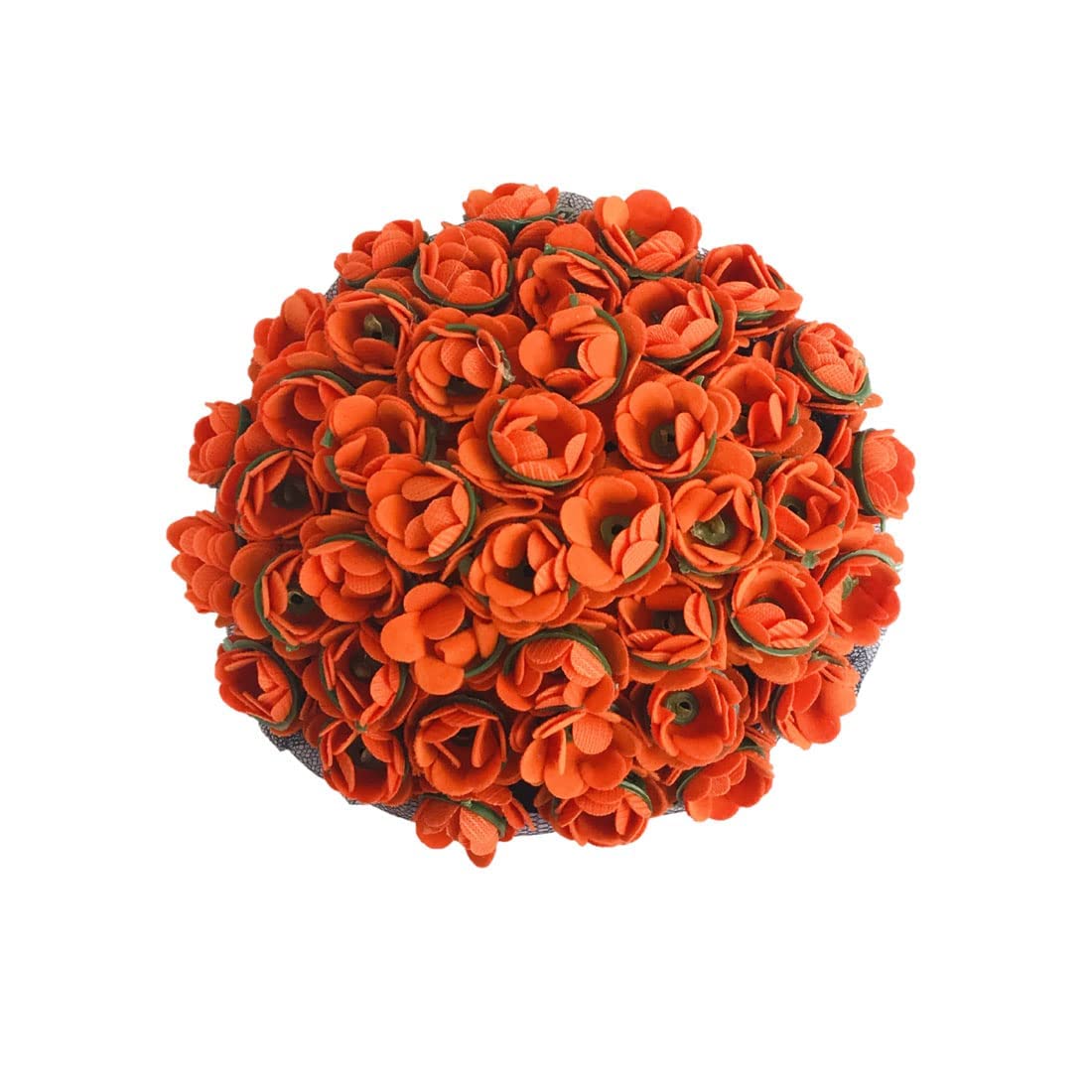 VinshBond Artificial Gajra Hair Accessories for Women - Orange Full Hair Bun Flower Garland (Pack of 1) - Perfect for Weddings, Parties & Traditional Indian Hairstyles