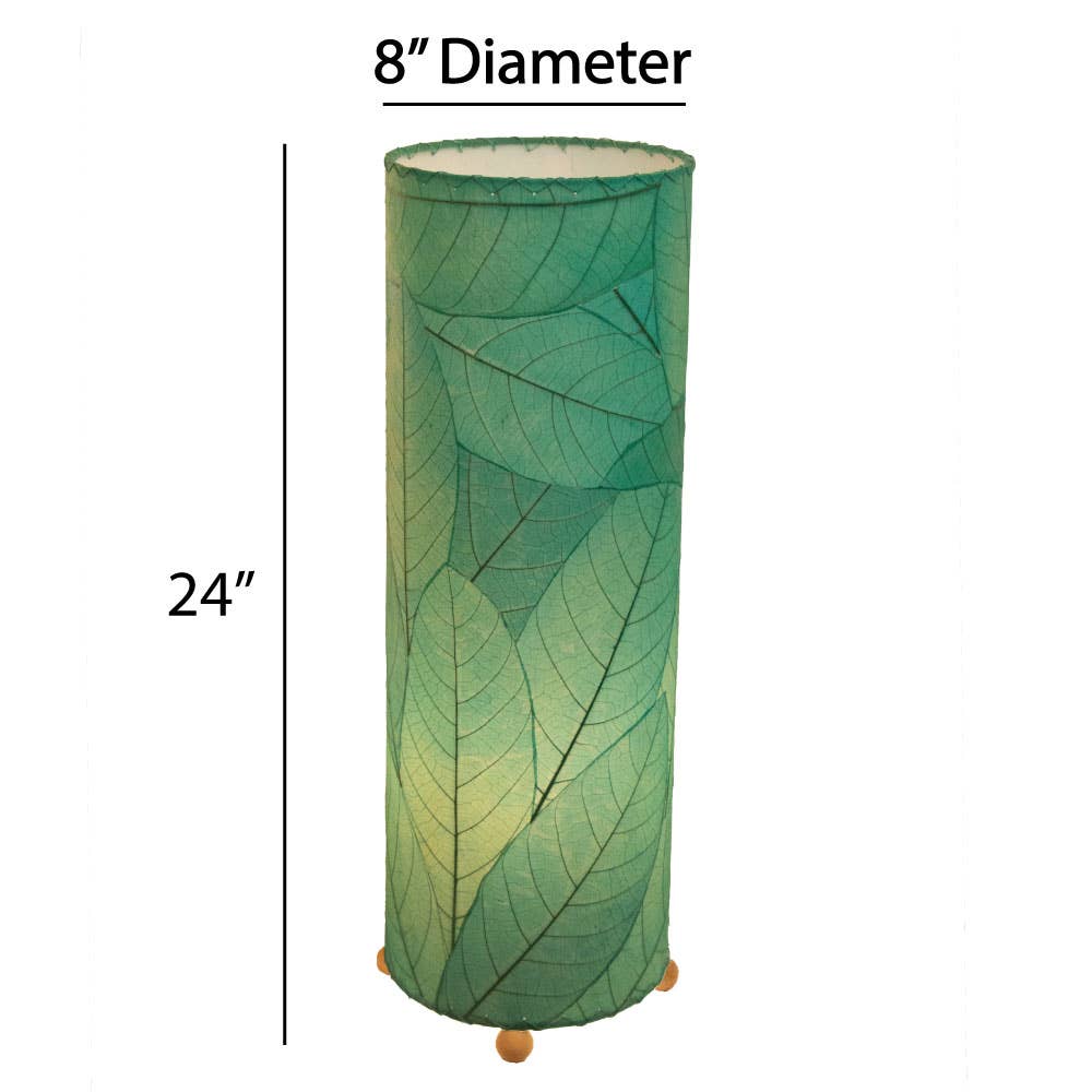 24 Inch Cocoa Leaf Cylinder Table Lamp in Sea Blue - Modern Home & Office Decor Lighting for Living Room, Bedroom, or Study