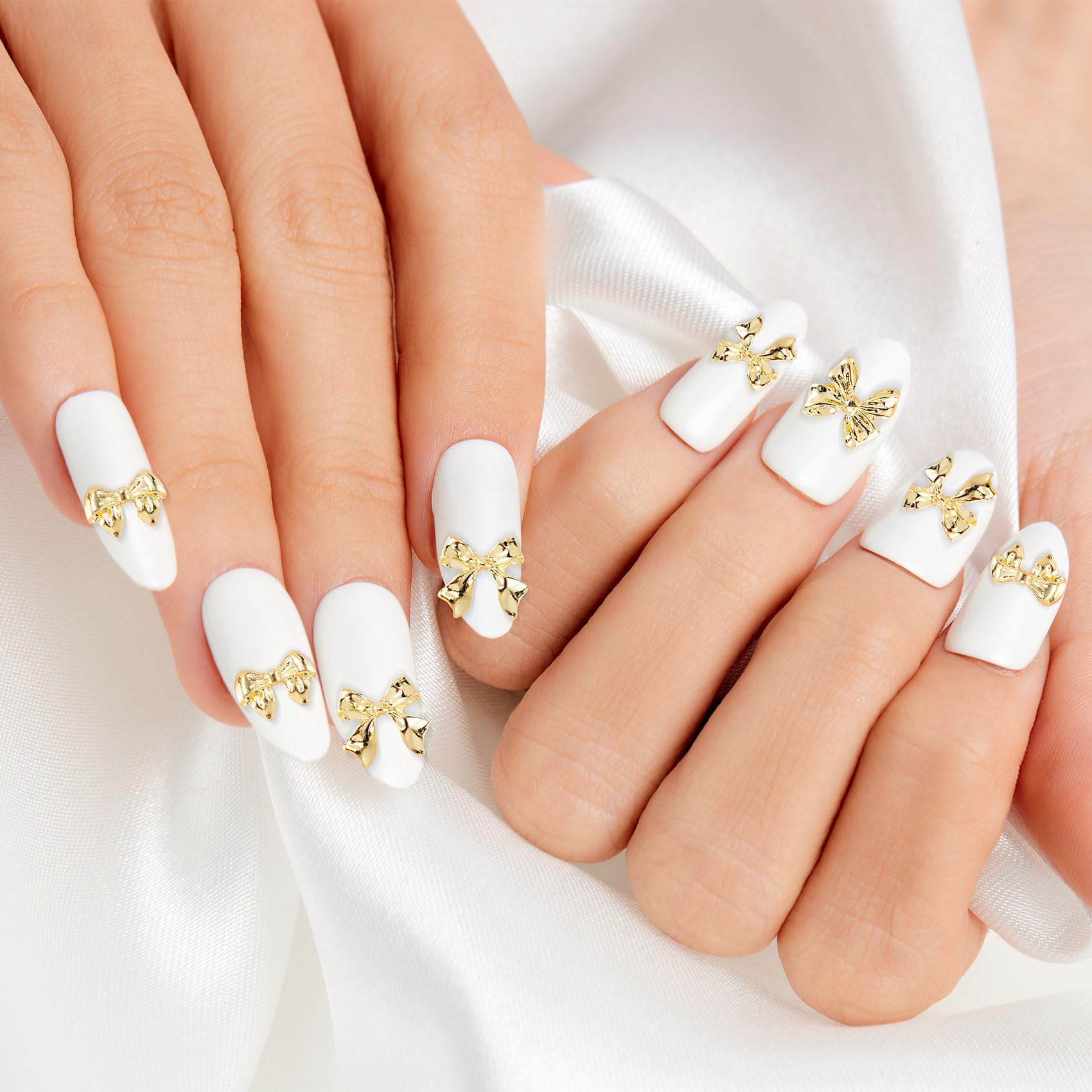 90 Pcs Gold Bow Nail Charms - Acrylic Bowknot Nail Bows with Glitter Ribbon for Nail Art, DIY Crafts, Scrapbooking | Perfect for Women's Manicure, Party Nail Decorations & Gift Wrapping Accessories