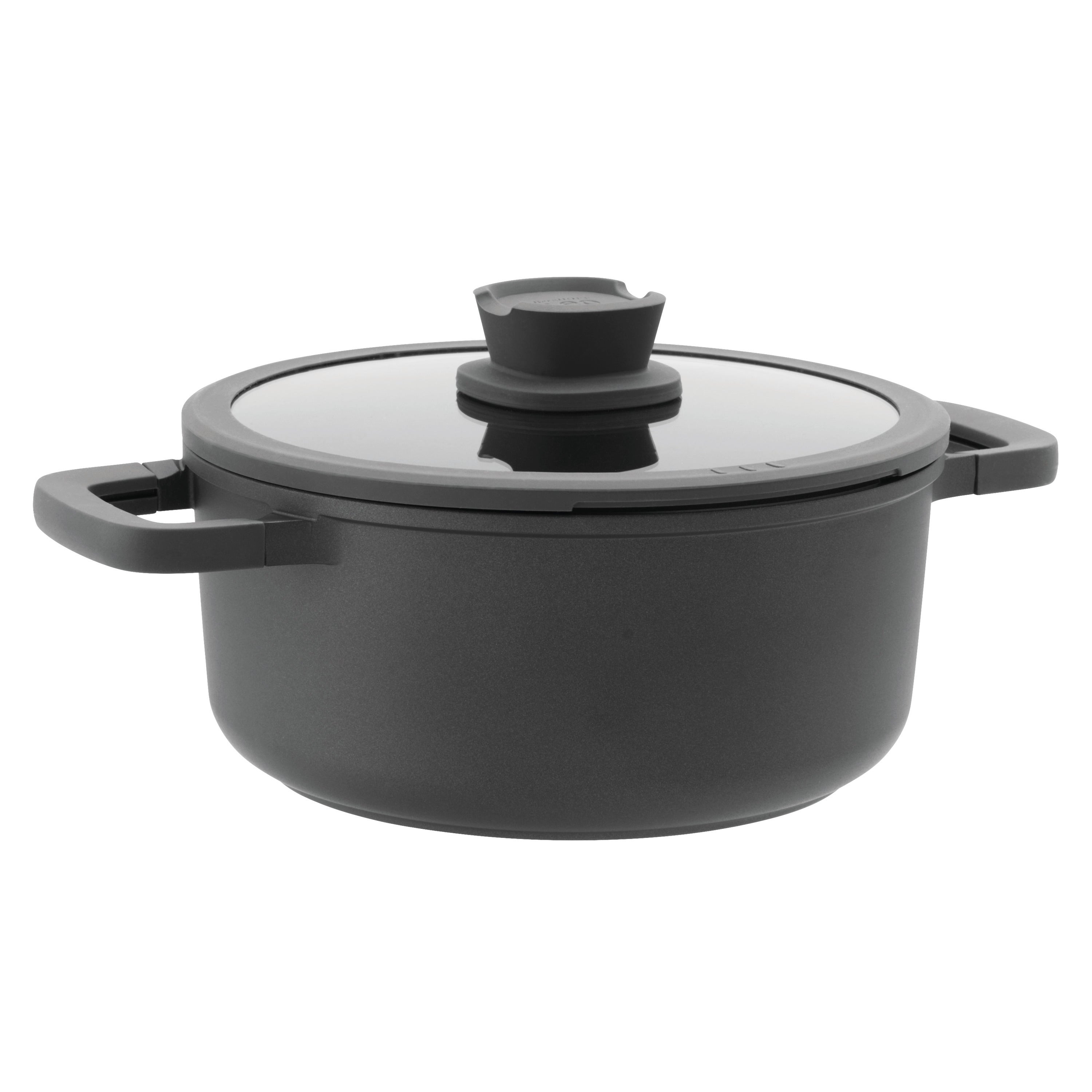 BergHOFF Stone 10 Non-Stick Stockpot with Glass Lid - 4.6 Quart Dutch Oven for Soups, Stews & Pasta | Stovetop & Oven Safe Cookware for Home & Professional Kitchens