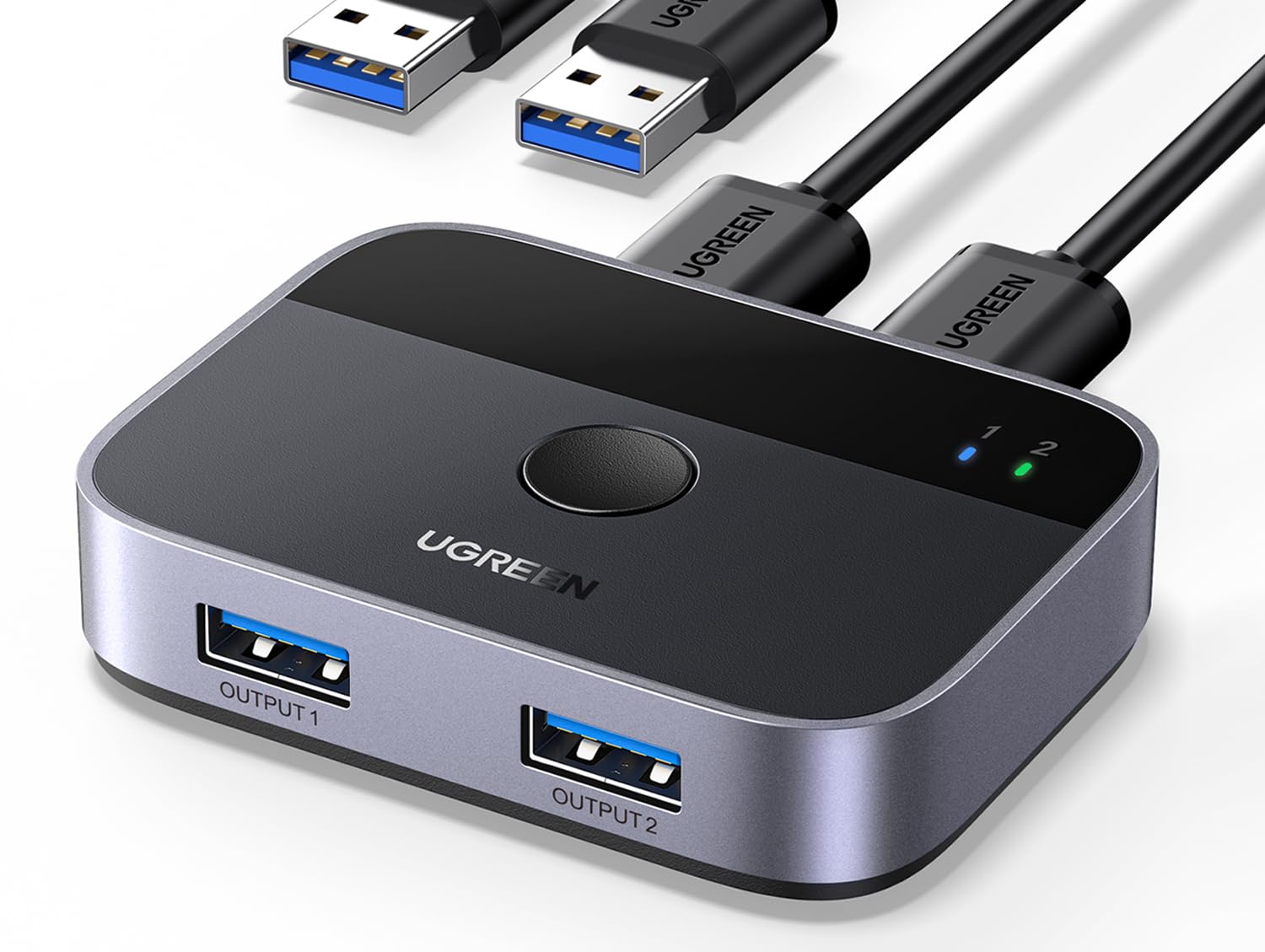 UGREEN USB 3.0 Switch 2-in-2 Out for Keyboard, Mouse & Printer Sharing - Perfect for Dual Computer Setup