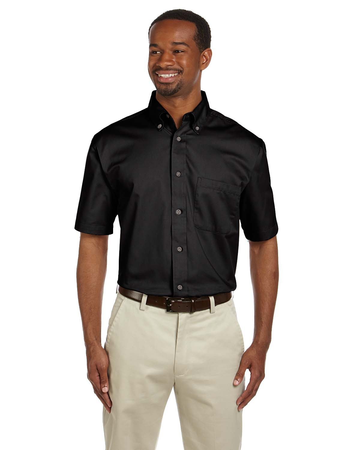 Men's Easy Blend Twill Shirt with Stain-Release Technology | Comfortable & Wrinkle-Resistant | XL Size | Black | Perfect for Office, Casual Wear & Outdoor Activities