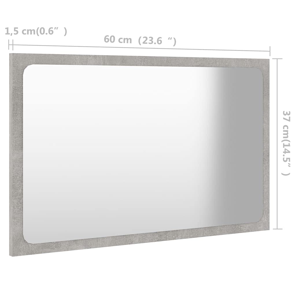 Modern Rectangle Wall Mirror - 24x15 Inch Framed Bathroom Vanity Mirror with Concrete Gray Finish, Chipboard Backing - Perfect for Bathroom, Living Room, Bedroom & Entryway Decor