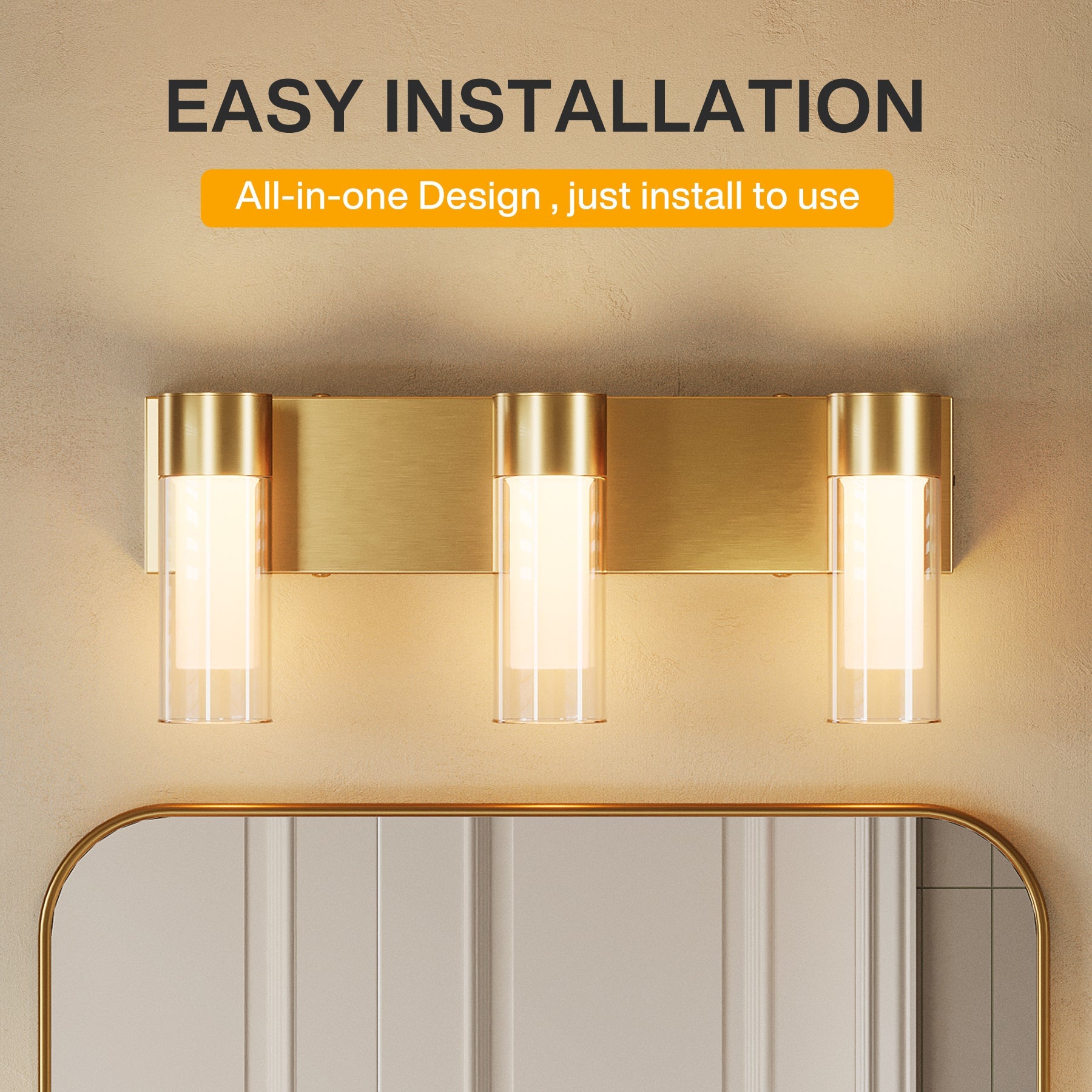 3-Light Modern Bathroom Vanity Wall Lights with Clear Glass Shades - Perfect for Bathroom, Powder Room & Dressing Room Lighting