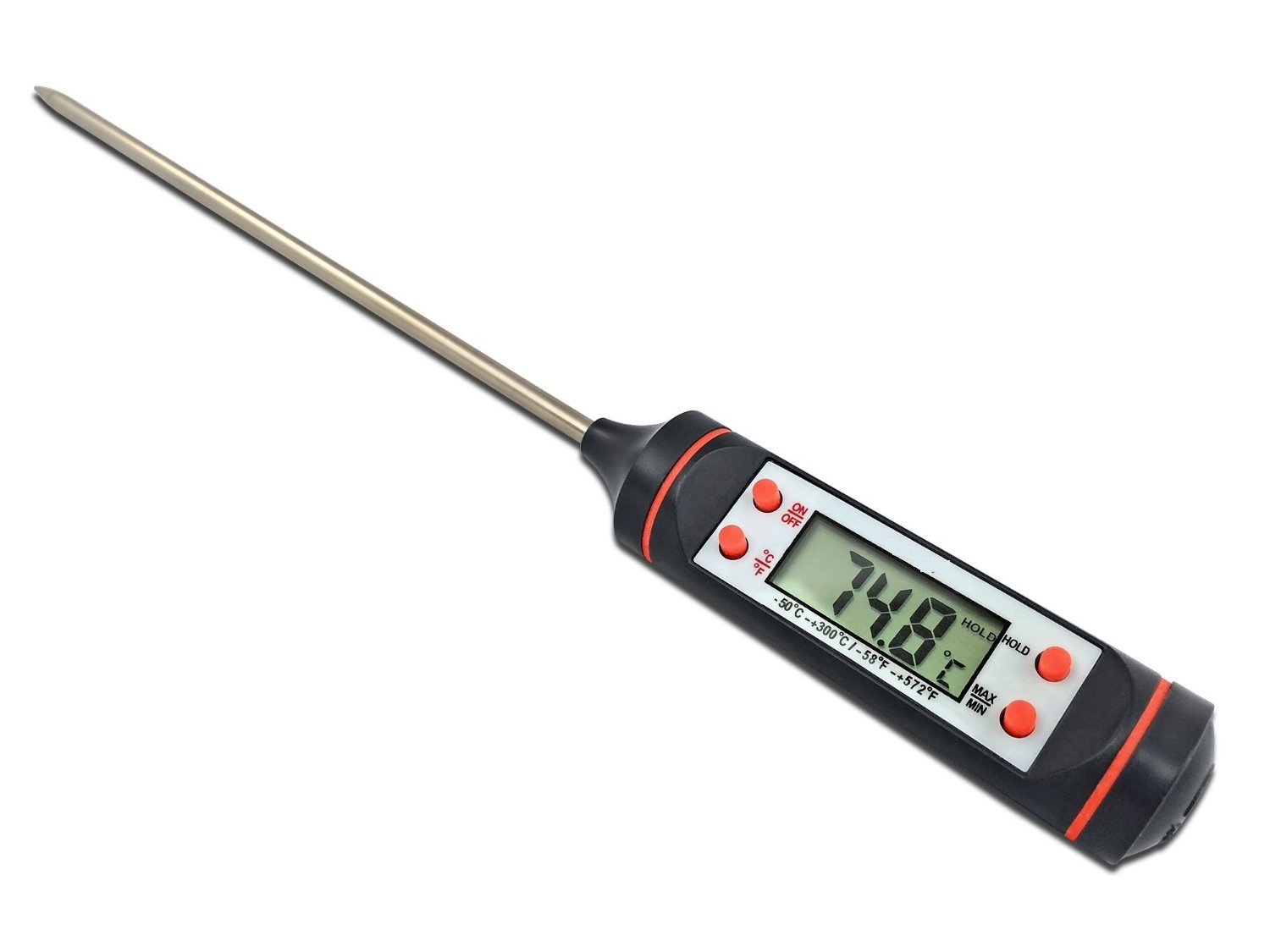 MCP Digital Food Thermometer with Probe - Instant Read Cooking Thermometer for Meat, BBQ, Kitchen, Baking | Accurate & Fast | TP3001 (Black) | Perfect for Grilling, Roasting, and Candy Making