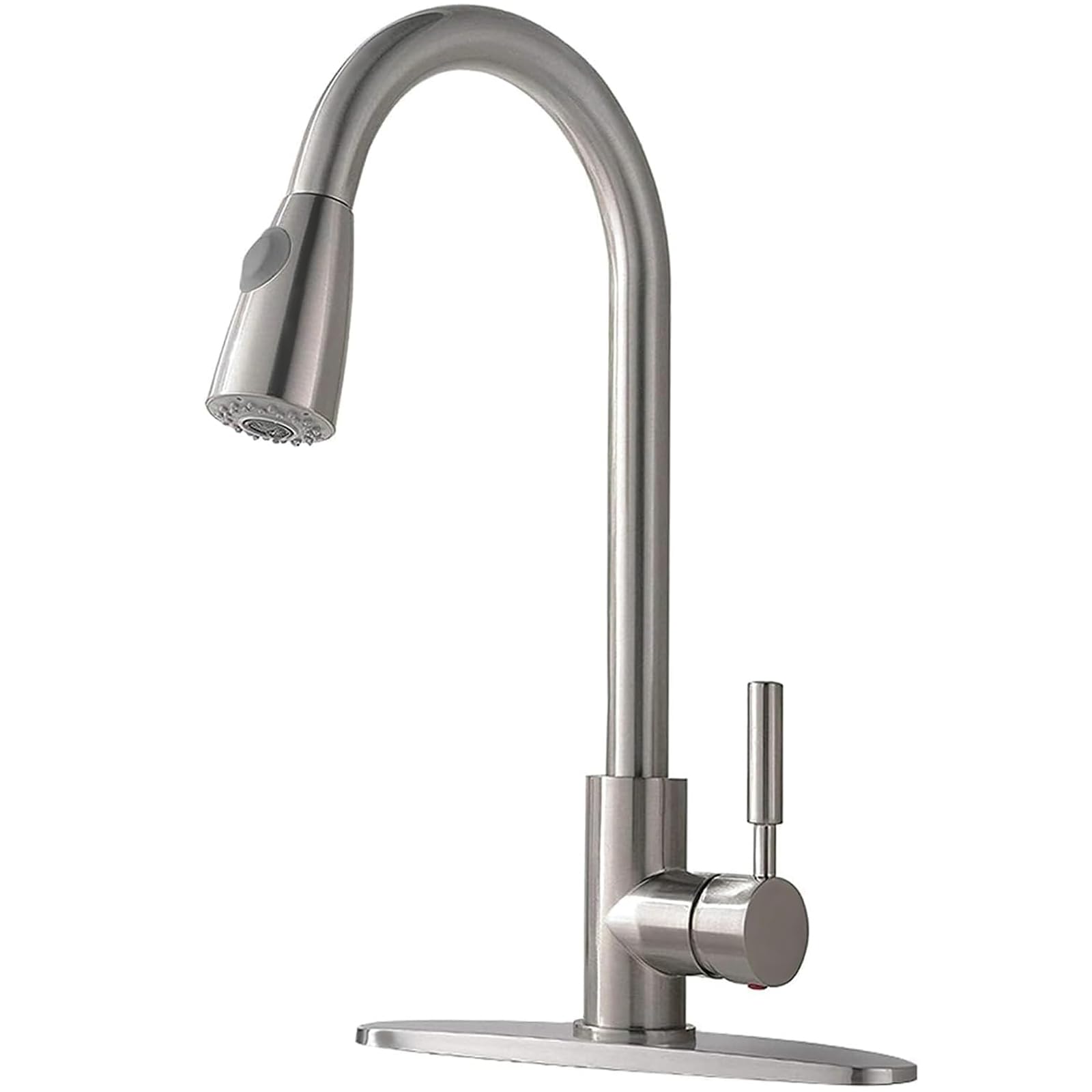 Comllen Brushed Nickel Stainless Steel Pull Down Sprayer Kitchen Faucet - High Arc Single Lever Commercial Sink Faucet for Farmhouse, RV, Bar & Laundry | Perfect for Modern Kitchens, Outdoor Bars & Mobile Homes