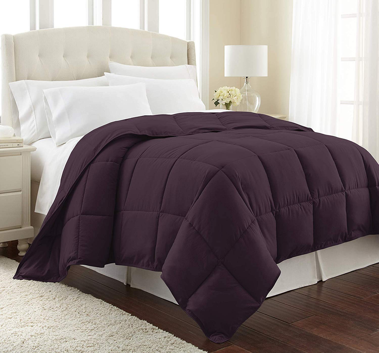 Premium 3-Piece Comforter Set - Ultra Soft All-Season Down Alternative Bedding with 2 Pillow Shams | Quilted Duvet Insert | Machine Washable (Oversized King, Wine Red) for Master Bedroom, Guest Room & Luxury Hotel Style Decor