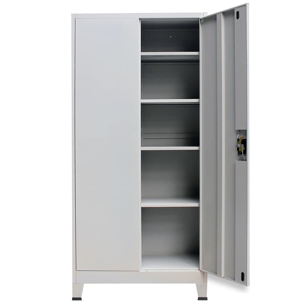 Heavy Duty Metal Storage Cabinet with Lock & Adjustable Shelves - 2-Door Steel Office Cabinet, 35.4