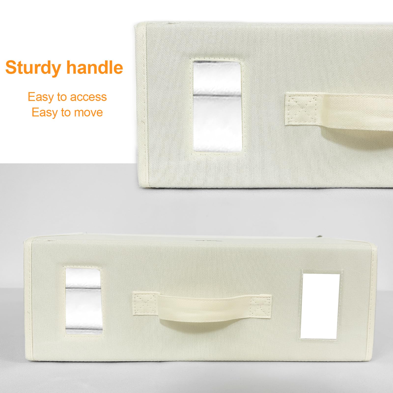 4C'Son Foldable DOUBLE ZIPPERS Bed Sheet Organizer - 2 Pack Fabric Storage Bins for Bed Sheets & Linen - Closet Organizer with Window & EXTRA STURDY Handle (Ivory) | Perfect for Bedroom, Nursery & Travel Storage Solutions