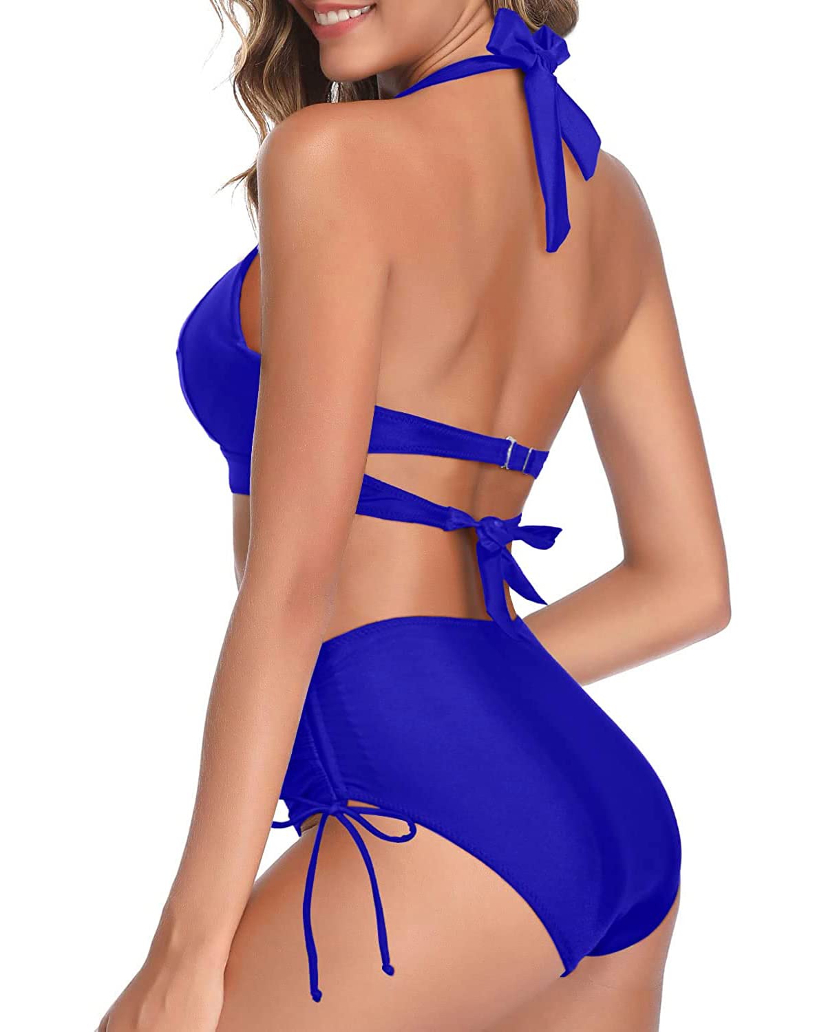 Holipick Women's Retro High Waisted Bikini Set - Tummy Control Halter Swimsuit with Bottom | Vintage Two Piece Bathing Suit for Beach, Pool & Vacation