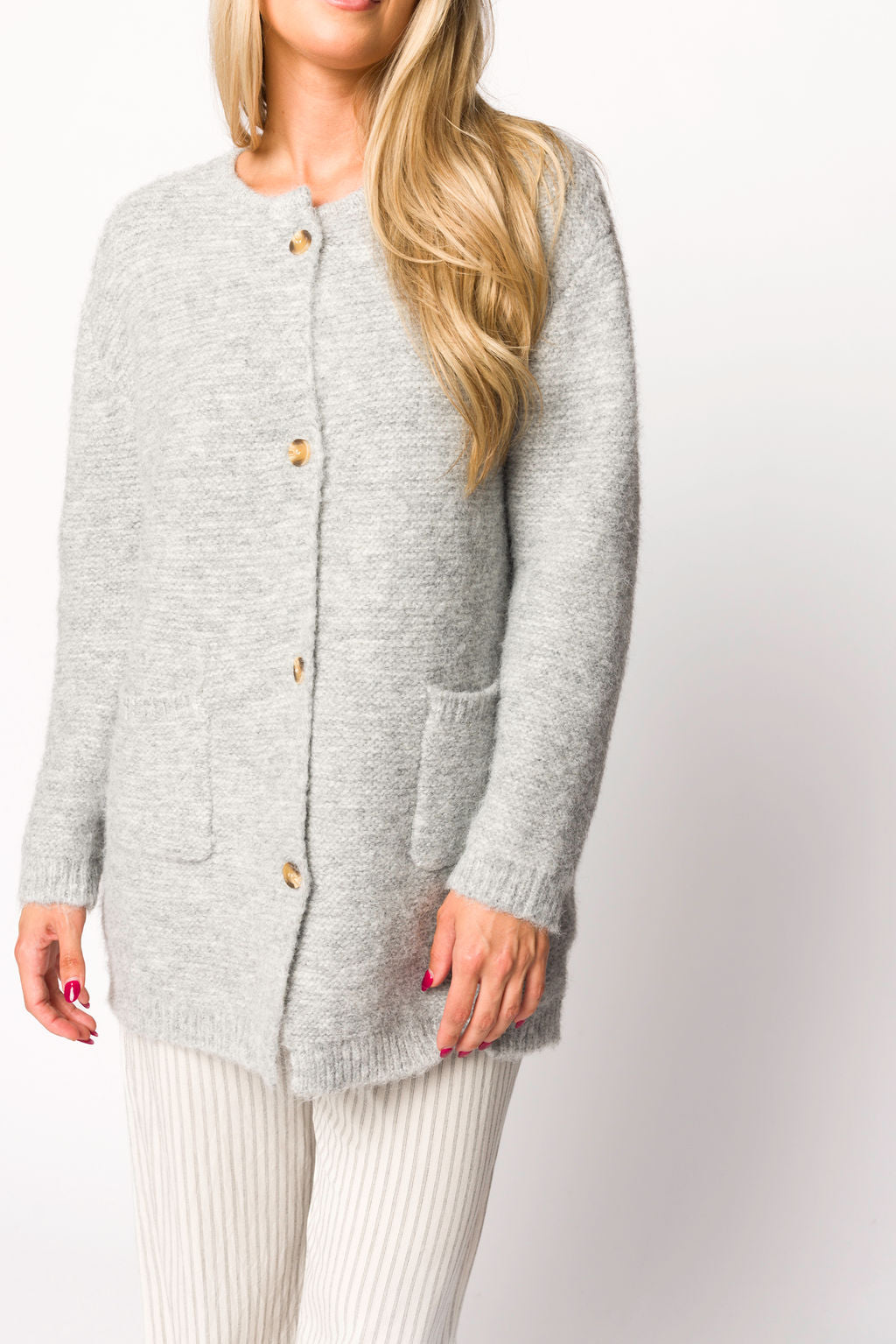Glenn Button Down Sweater Cardigan for Women - Silver Knit Cardigan | Cozy Fall & Winter Layering Piece for Office & Casual Outfits