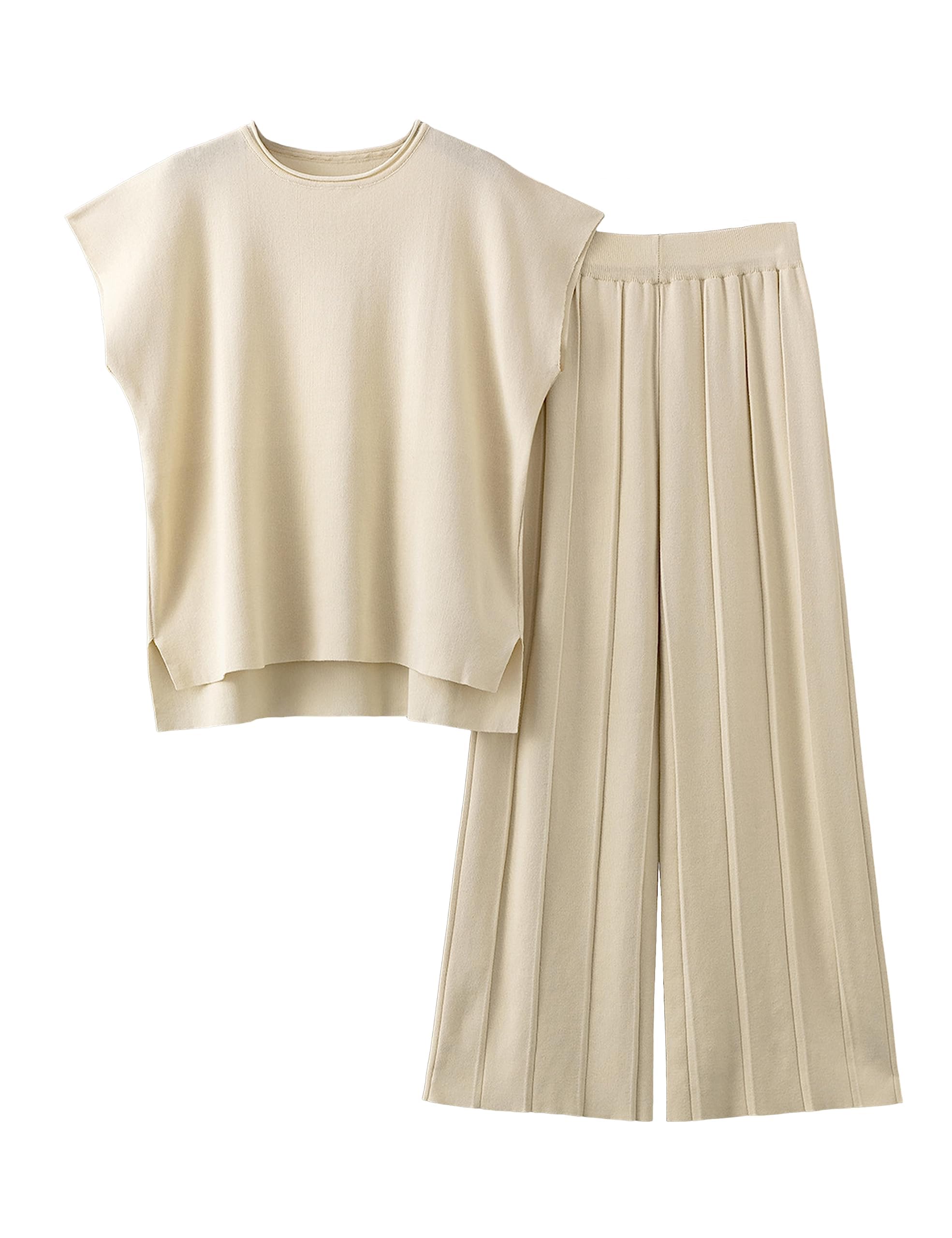 Women's 2-Piece Outfits - Knit Sweater Vest & Elastic Waist Pants Set | Casual Fall Winter Fashion | Perfect for Work, Travel & Everyday Wear