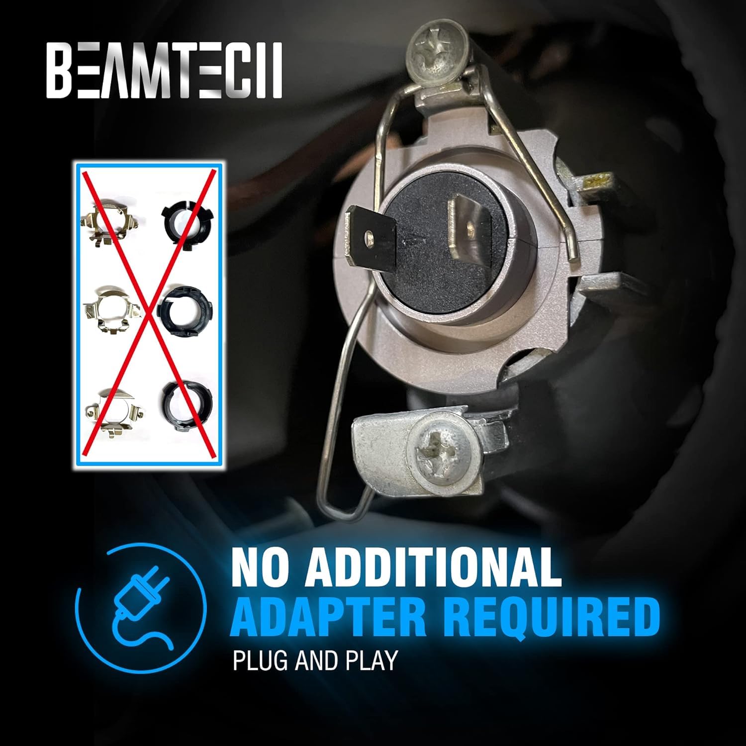 BEAMTECH H7 LED Bulbs - 6500K Cool White Fog Lights, Plug and Play Direct Replacement, 1:1 Size Fit, Pack of 2 - Perfect for Car Headlight Upgrades & Night Driving Visibility
