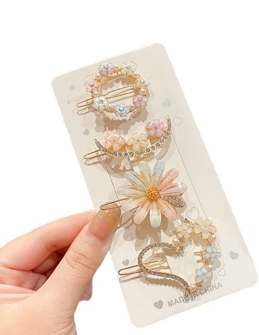 Korean Hair Clips for Women & Girls - Sparkly Rhinestone Bobby Pins, Pearl Resin Acrylic Hair Slides - Elegant Hair Accessories for Parties, Weddings & Daily Wear