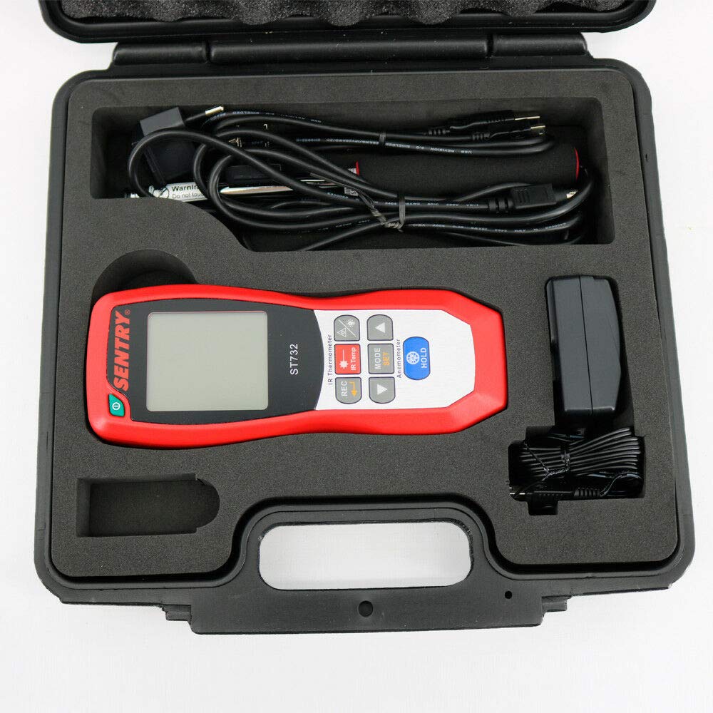 ST732 Handheld Hot Wire Anemometer with IR Thermometer - USB Digital Wind Speed Meter & Temperature Gauge for HVAC, Industrial, and Home Use