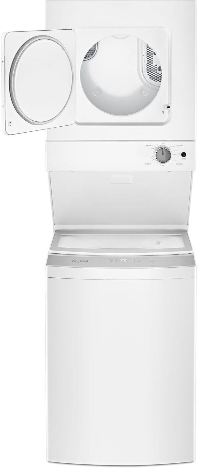 Whirlpool YWET4024HW White Electric Laundry Center - 27 Inch Washer & Dryer Combo for Small Spaces, Apartments & RVs - Energy Efficient Front Load Laundry Machine with Multiple Wash Cycles
