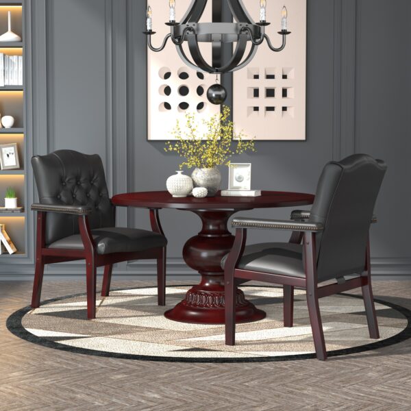 Boss Traditional Black Caressoft Guest Chair with Mahogany Finish - Elegant Accent & Dining Chair for Home & Office (Model B959) | Perfect for Living Rooms, Dining Areas & Reception Spaces