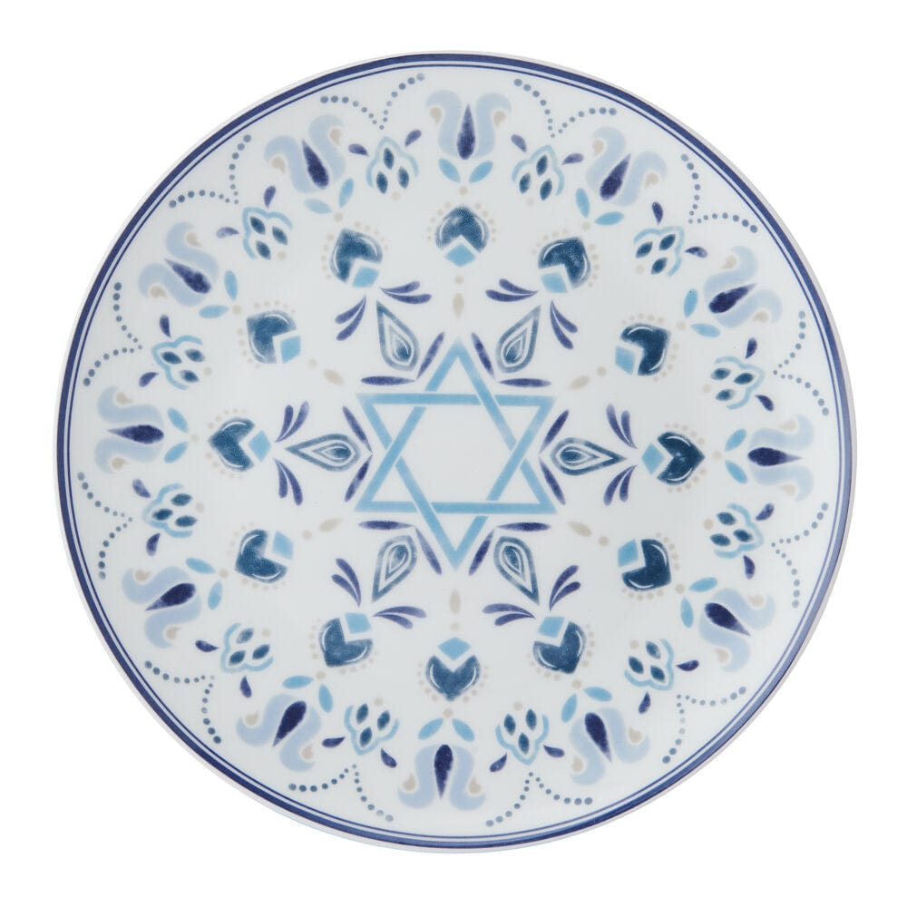 Hanukkah Celebration Set of 4 Salad Plates - Elegant Judaica Dinnerware for Holiday Meals & Festive Gatherings