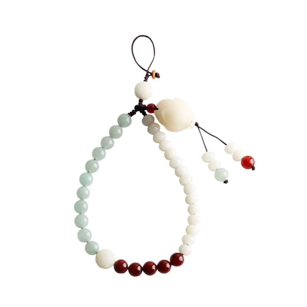 Hemobllo Beaded Phone Lanyard - Jade Charm Cell Phone Strap with Adjustable Rope Chain for iPhone, Samsung, Android - Stylish Accessory for Work, Travel, and Everyday Use