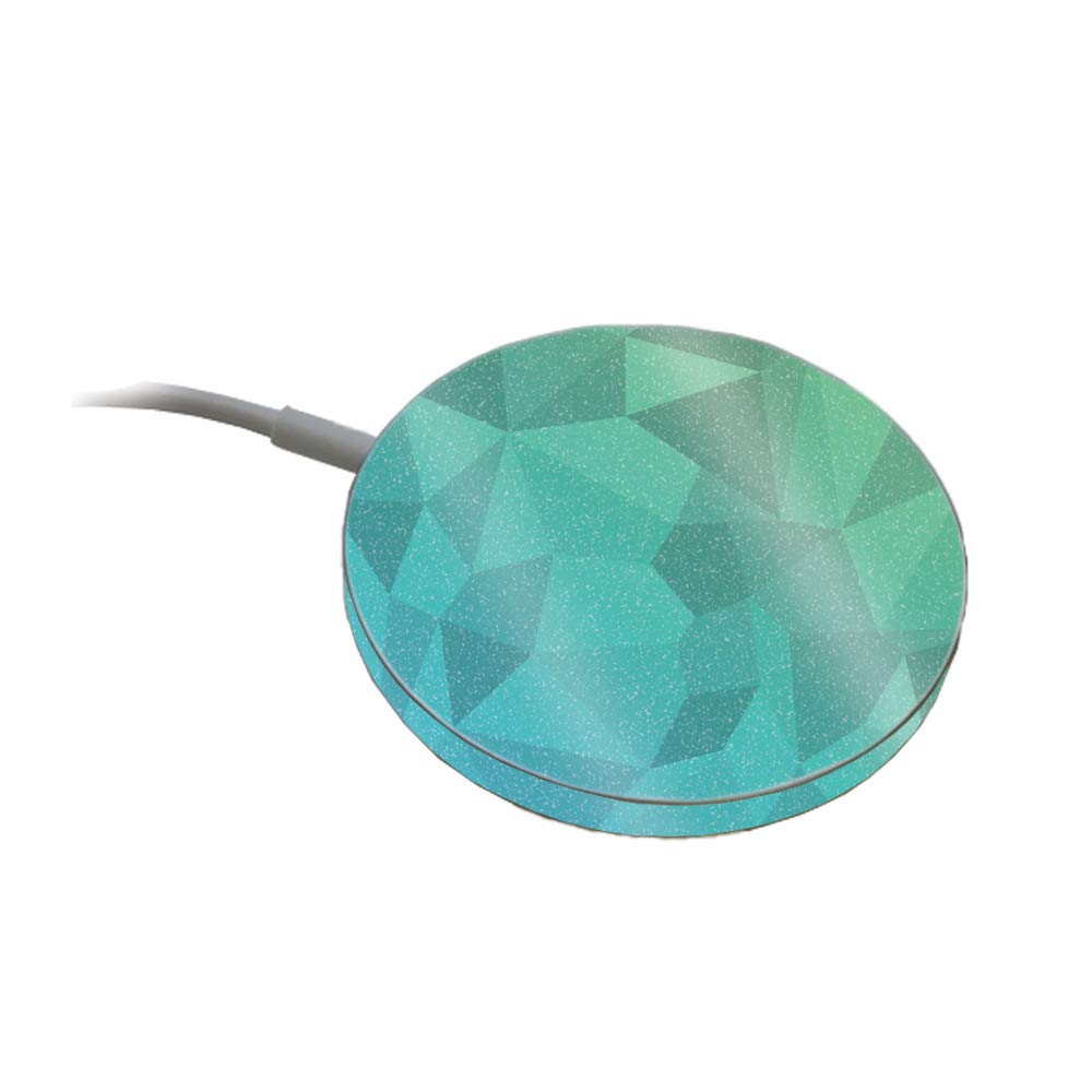 MightySkins Glossy Glitter Skin Cover for Apple MagSafe Charger - Blue Green Polygon Design | Protective & Durable High-Gloss Finish | Easy to Apply & Remove | Made in USA | Perfect for iPhone Accessories & Personalization