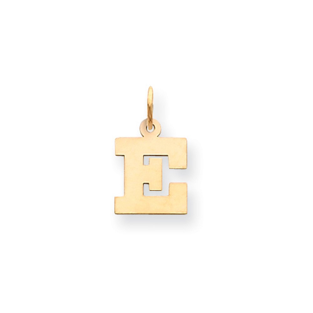 14k Yellow Gold Amanda Collection Small Block Initial E Pendant - Perfect for Everyday Wear & Gift Giving