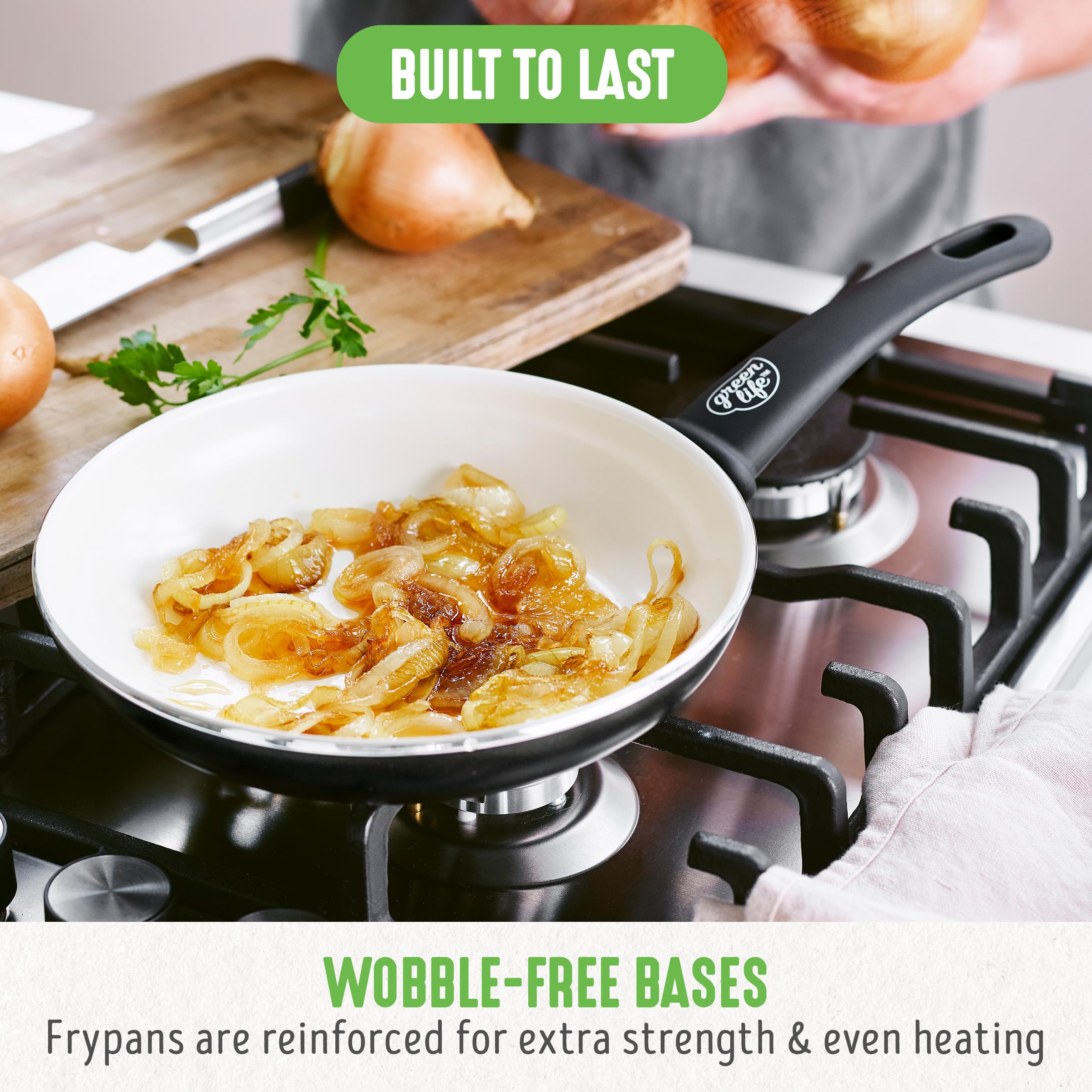 GreenLife Soft Grip 16-Piece Non-Toxic Ceramic Nonstick Cookware Set - PFAS-Free, Oven & Dishwasher Safe Pots and Pans with Glass Lids & Stay-Cool Handles - Perfect for Frying, Sauteing, and Cooking Sauces - Ideal for Home Chefs and Healthy Meal Prep